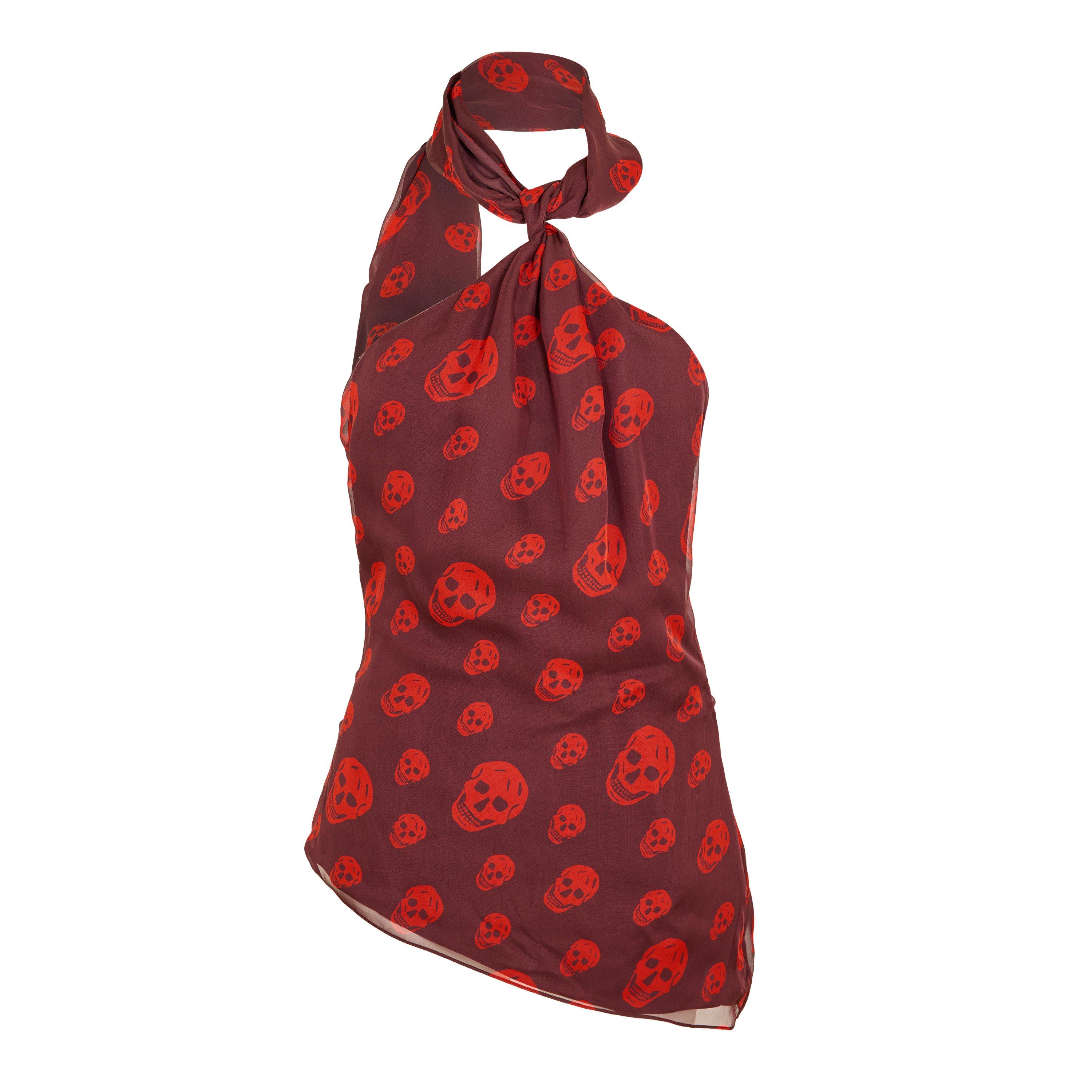 Alexander Mcqueen Women's Alex Skull Scarf Woven Cami Vest - Oxblood - 12 (M)