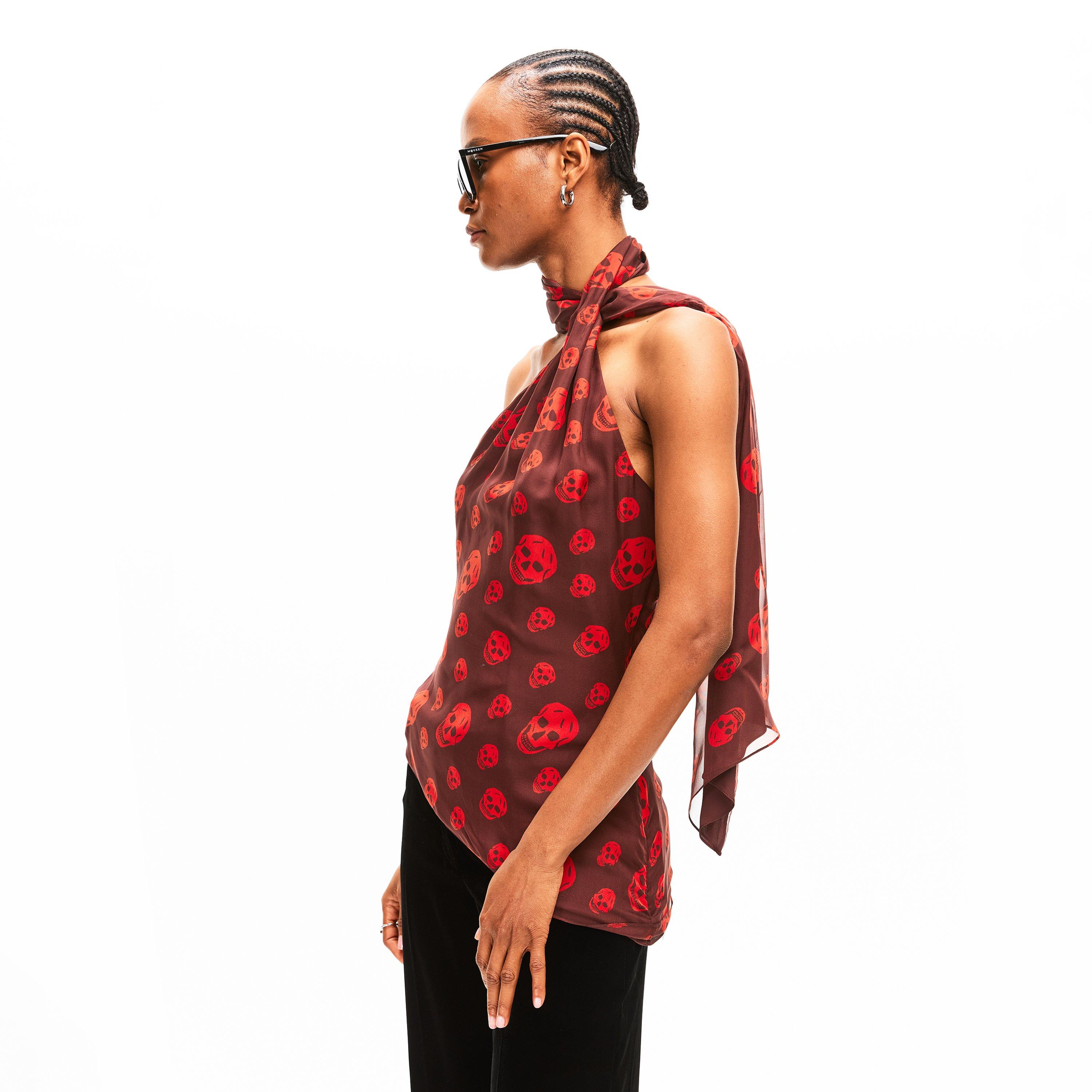 Oxblood - Alexander McQueen - Women's Alex Skull Scarf Woven Cami Vest - 3
