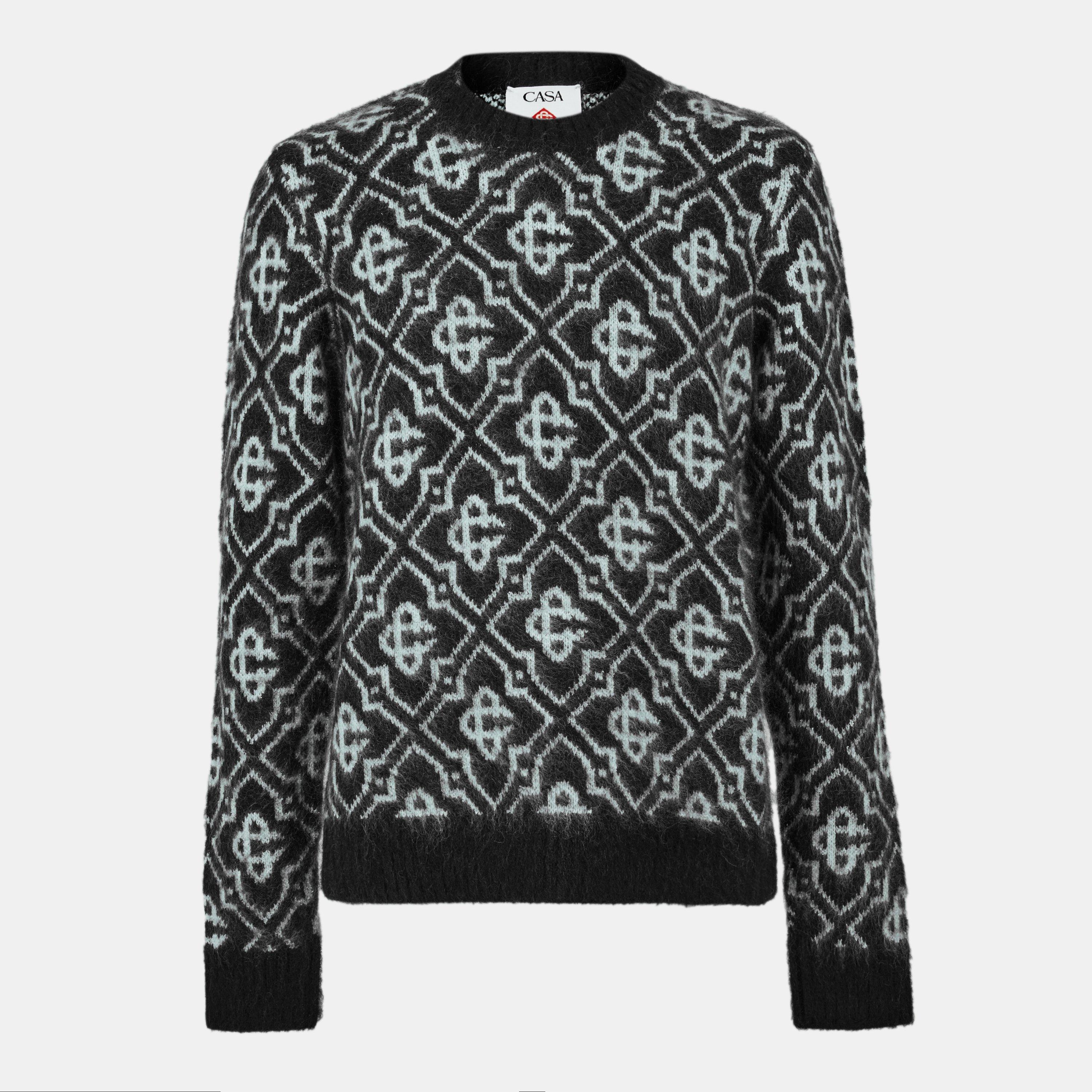 Black - Casablanca - Men's Mono Mohair Crew Neck Jumper - 1