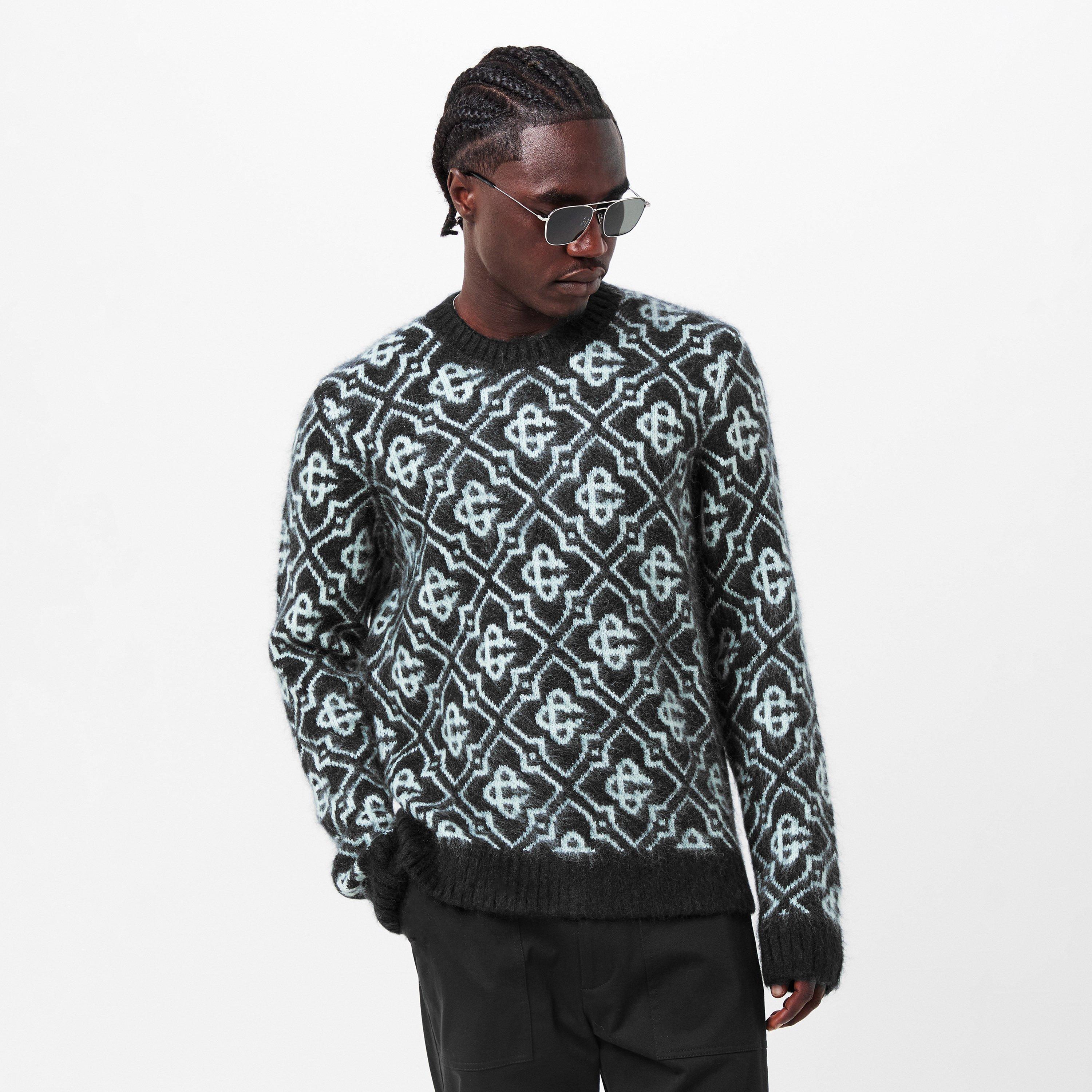 Black - Casablanca - Men's Casa Mono Mohair Crew Neck Jumper - 3