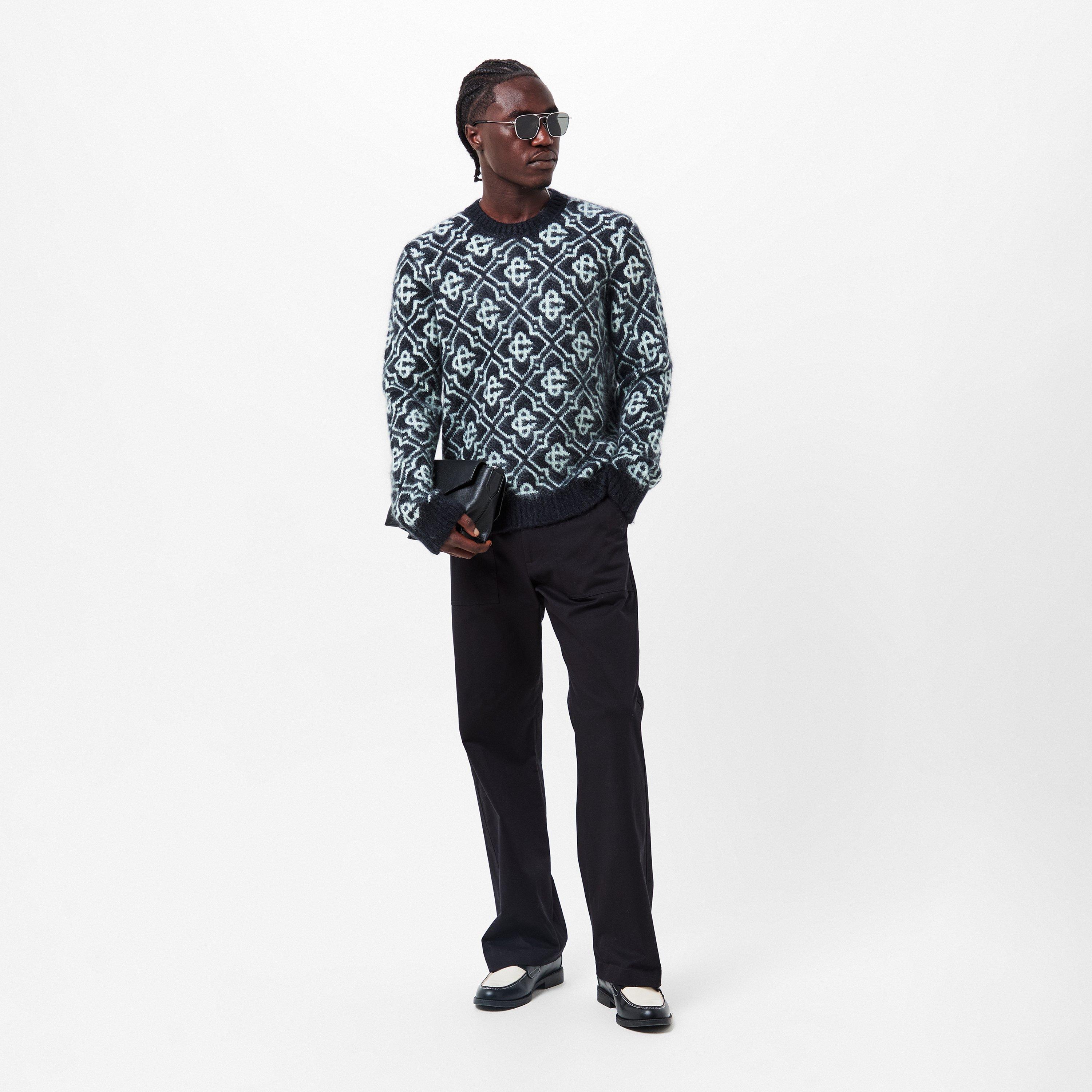 Black - Casablanca - Men's Casa Mono Mohair Crew Neck Jumper - 6