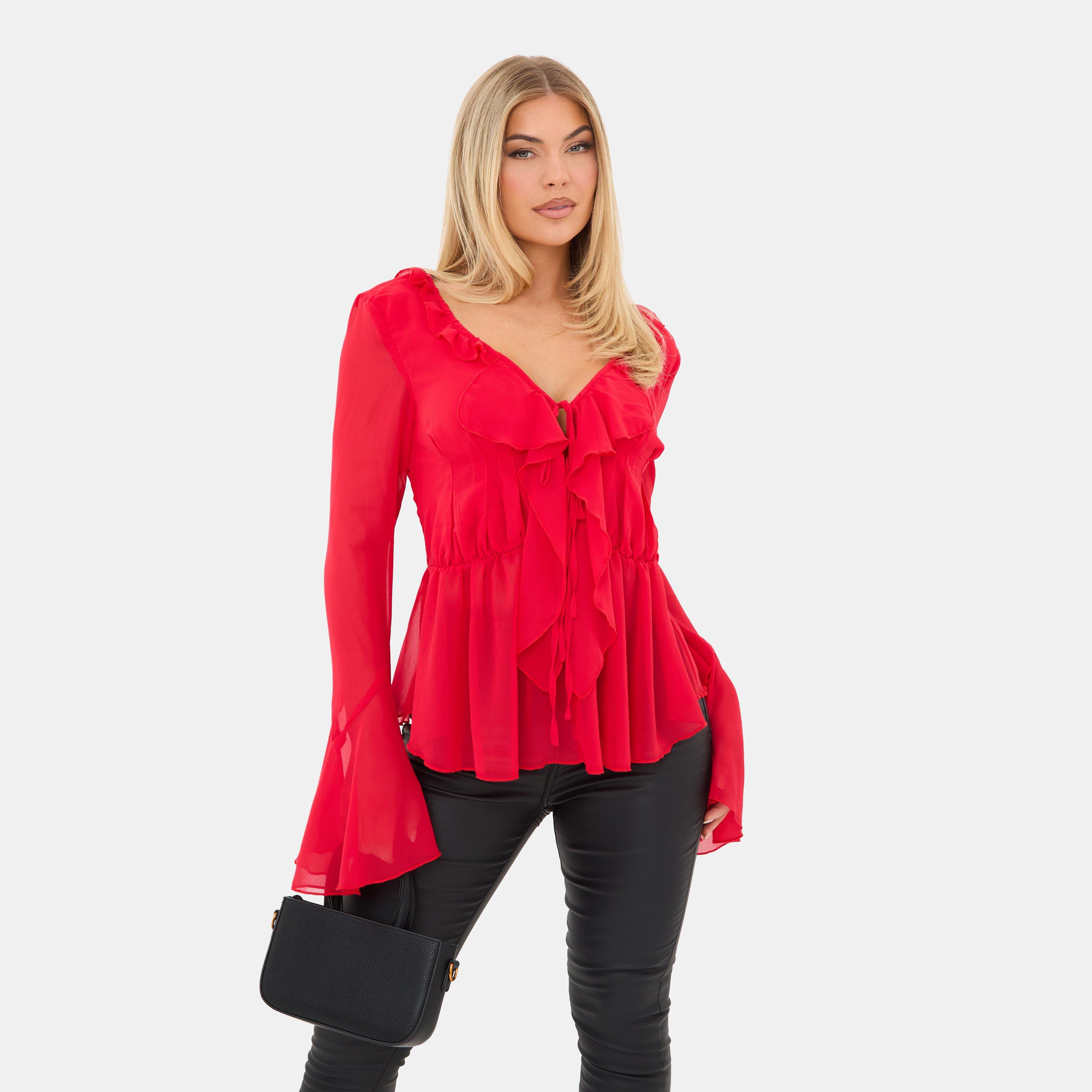 Red - I Saw It First - Ruffle Top - 1