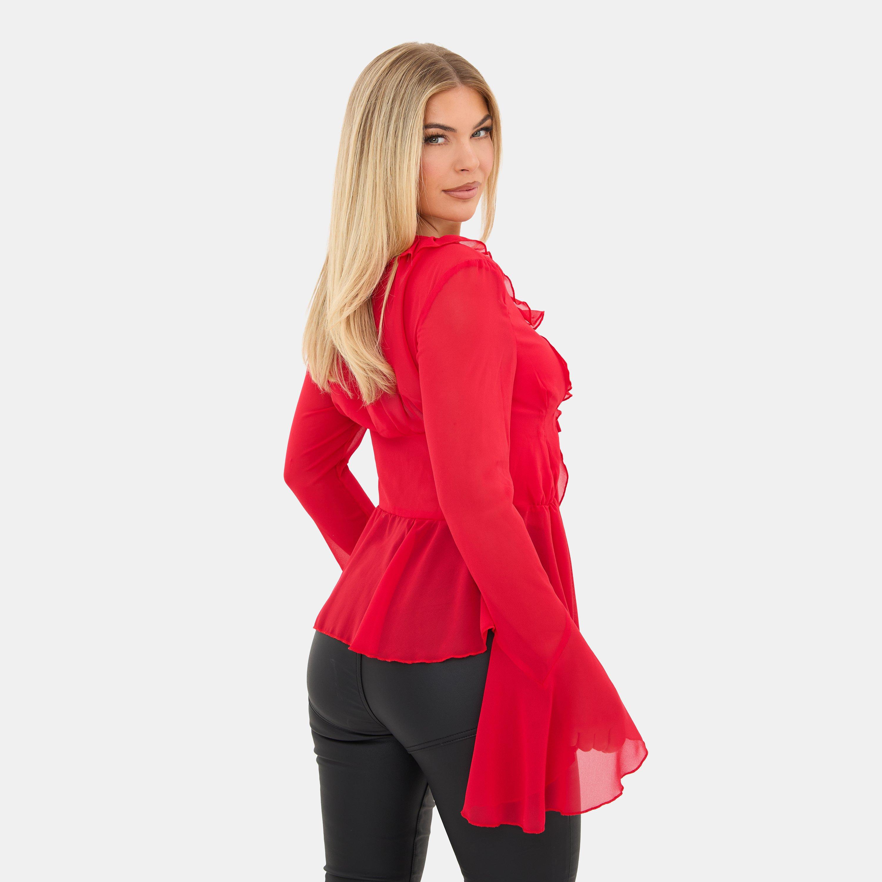Red - I Saw It First - Ruffle Top - 2