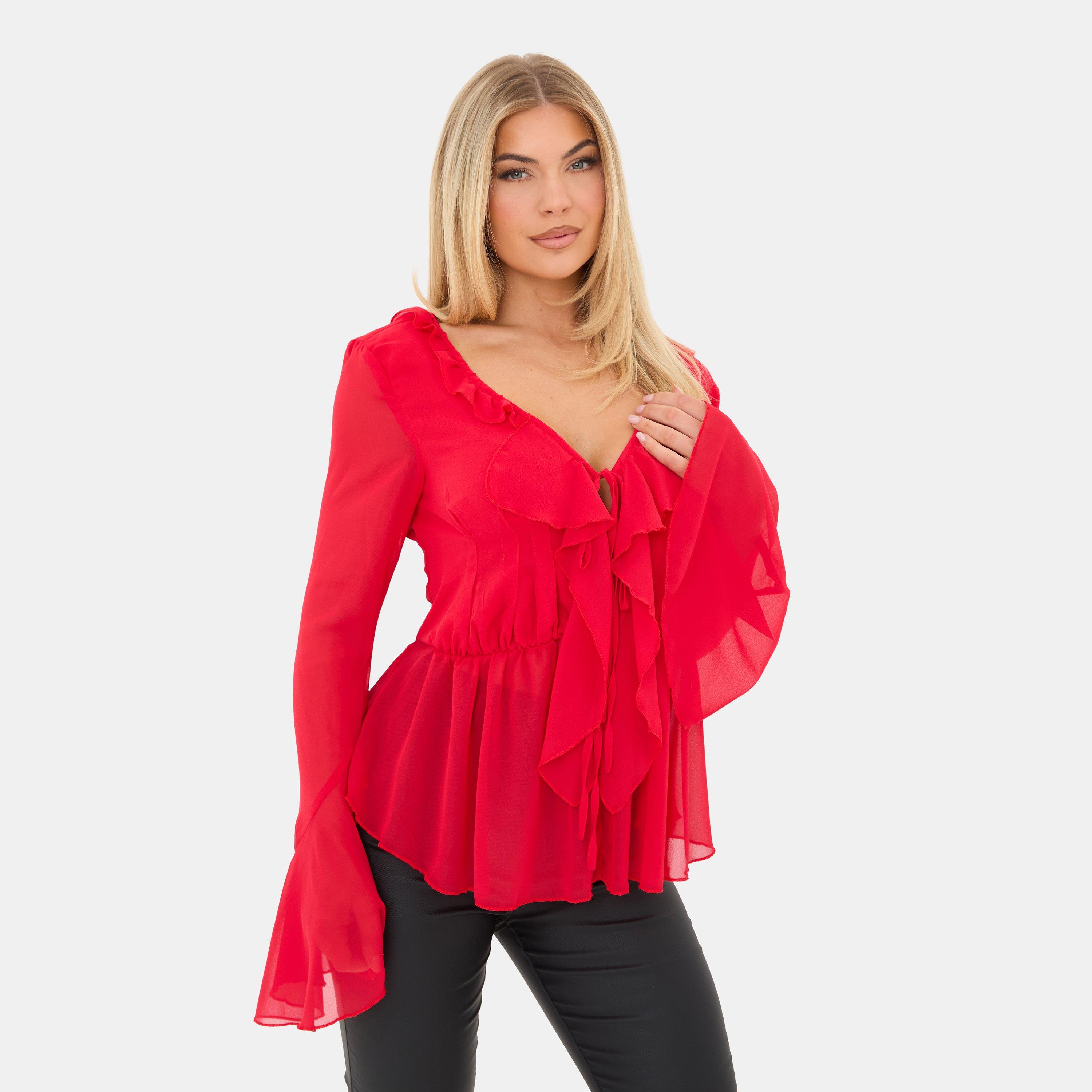 Red - I Saw It First - Ruffle Top - 3