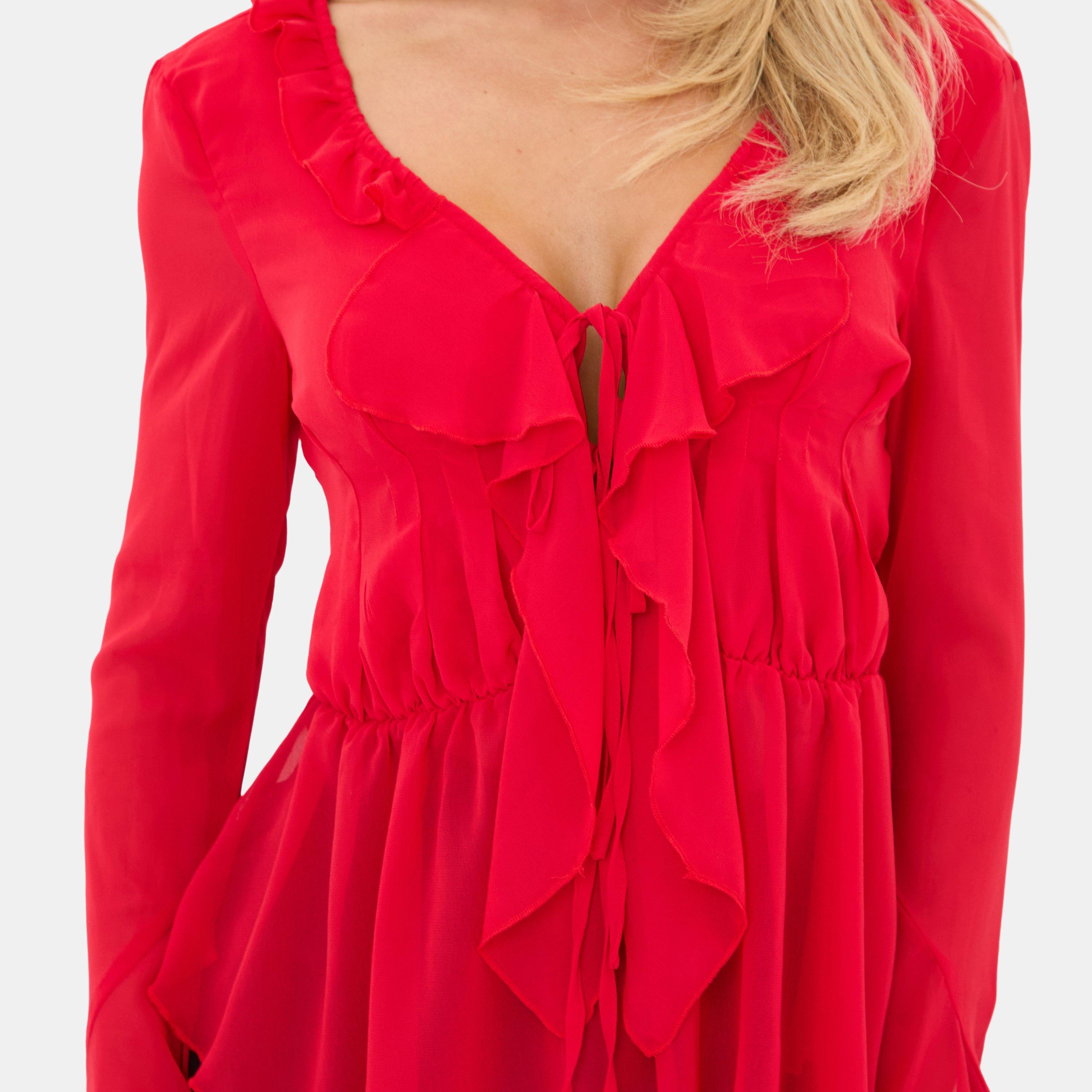 Red - I Saw It First - Ruffle Top - 5