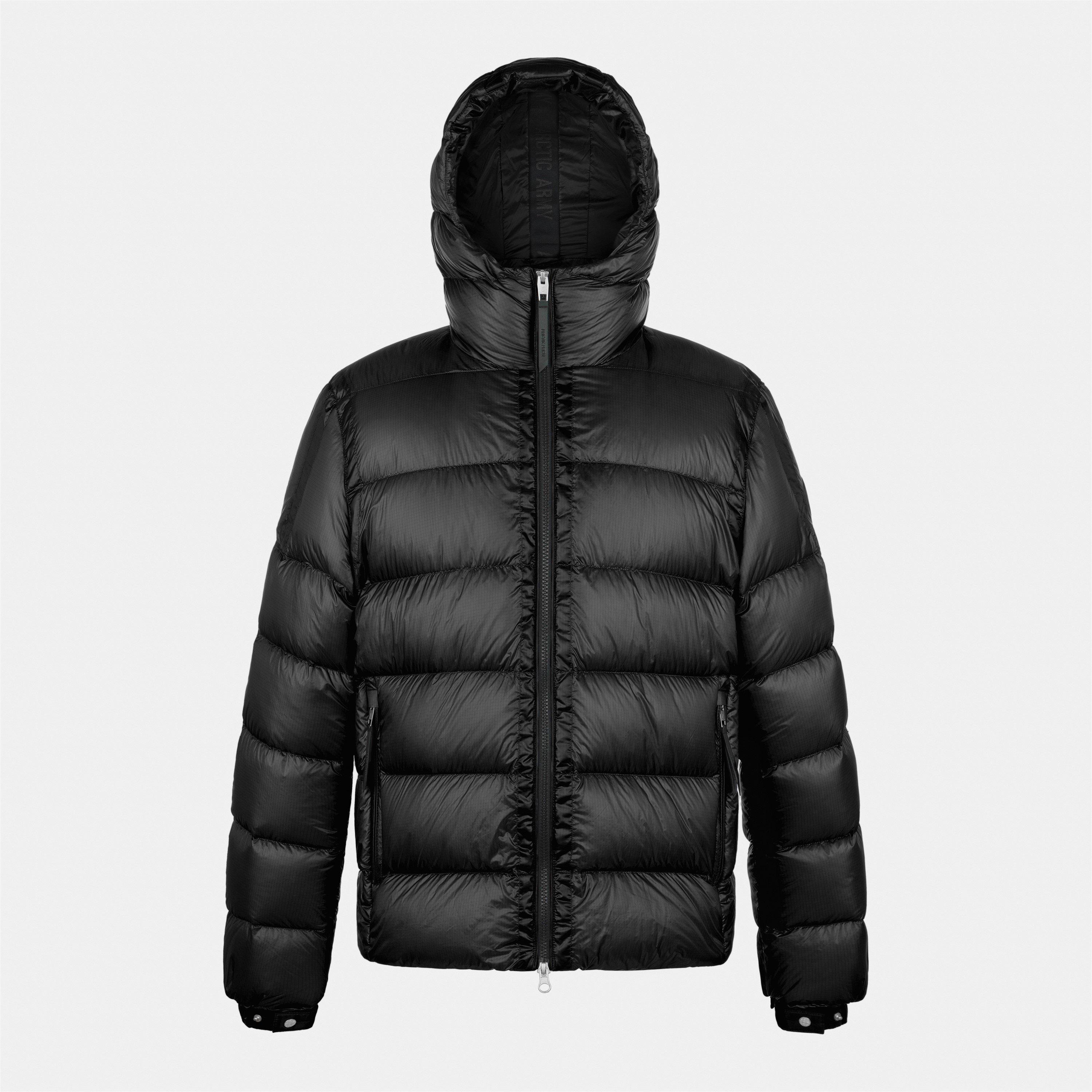 Black - Arctic Army - Men's Polar LW Puff Hooded Long Sleeve Short Puffer Jacket - 1