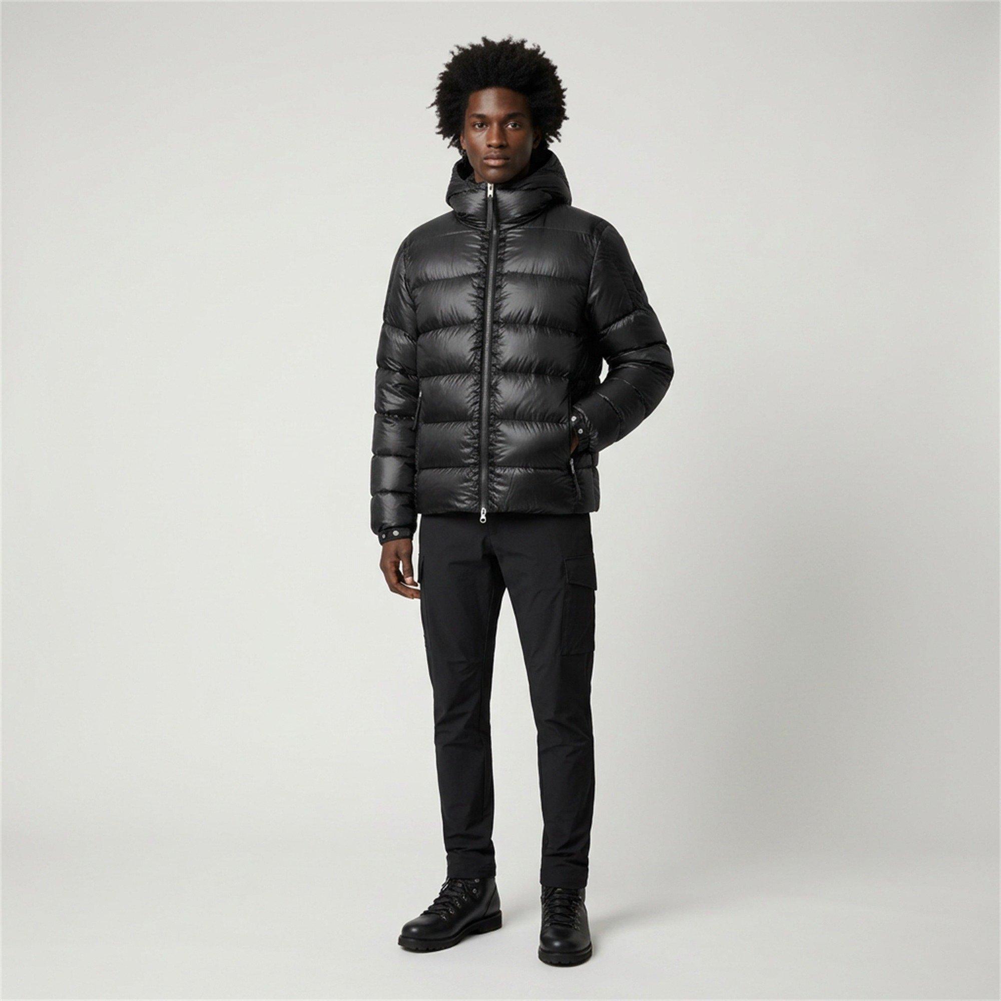 Black - Arctic Army - Men's Polar LW Puff Hooded Long Sleeve Short Puffer Jacket - 7