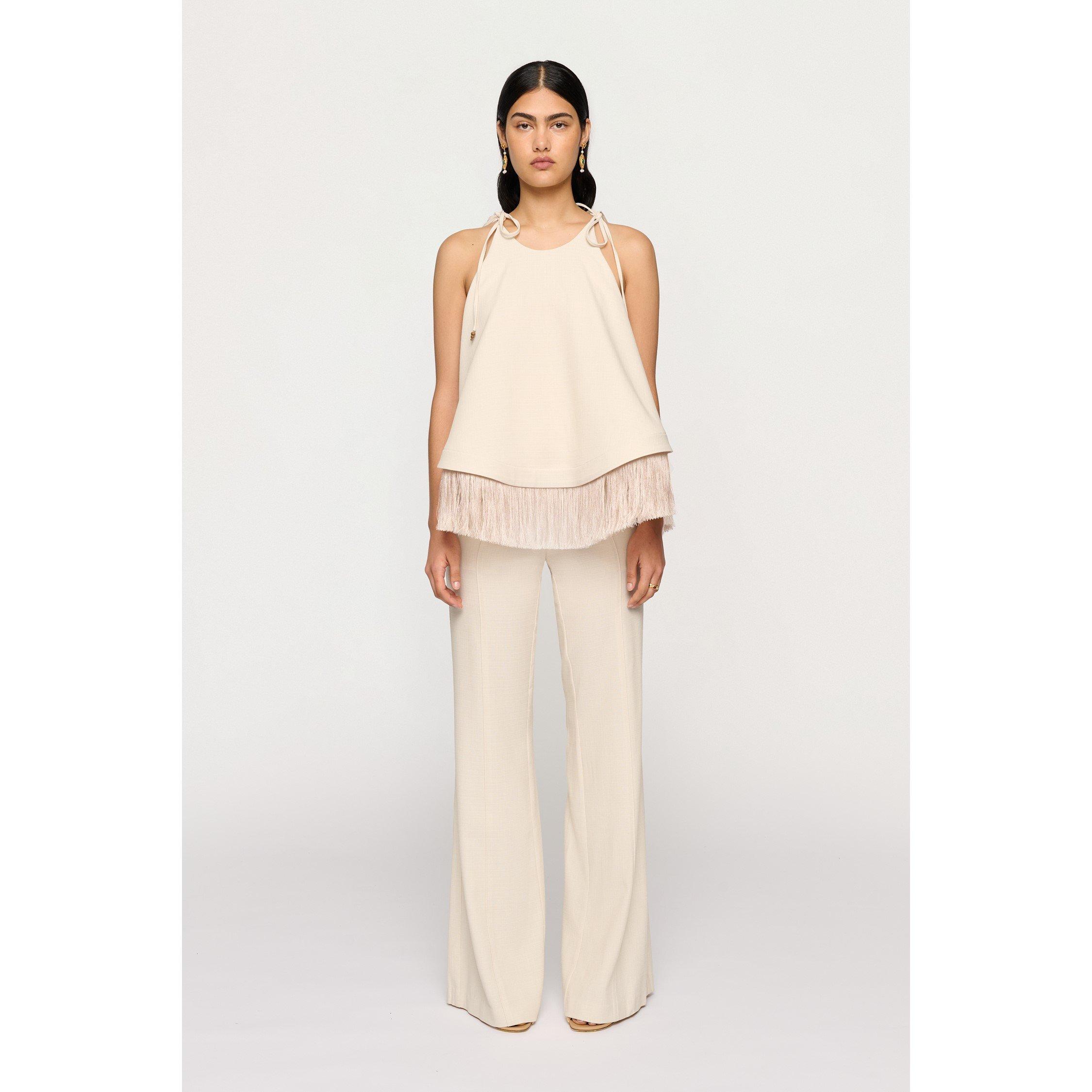 Parchment - Clea - Women's Bibi Fringe Dipped Hem Top - 1
