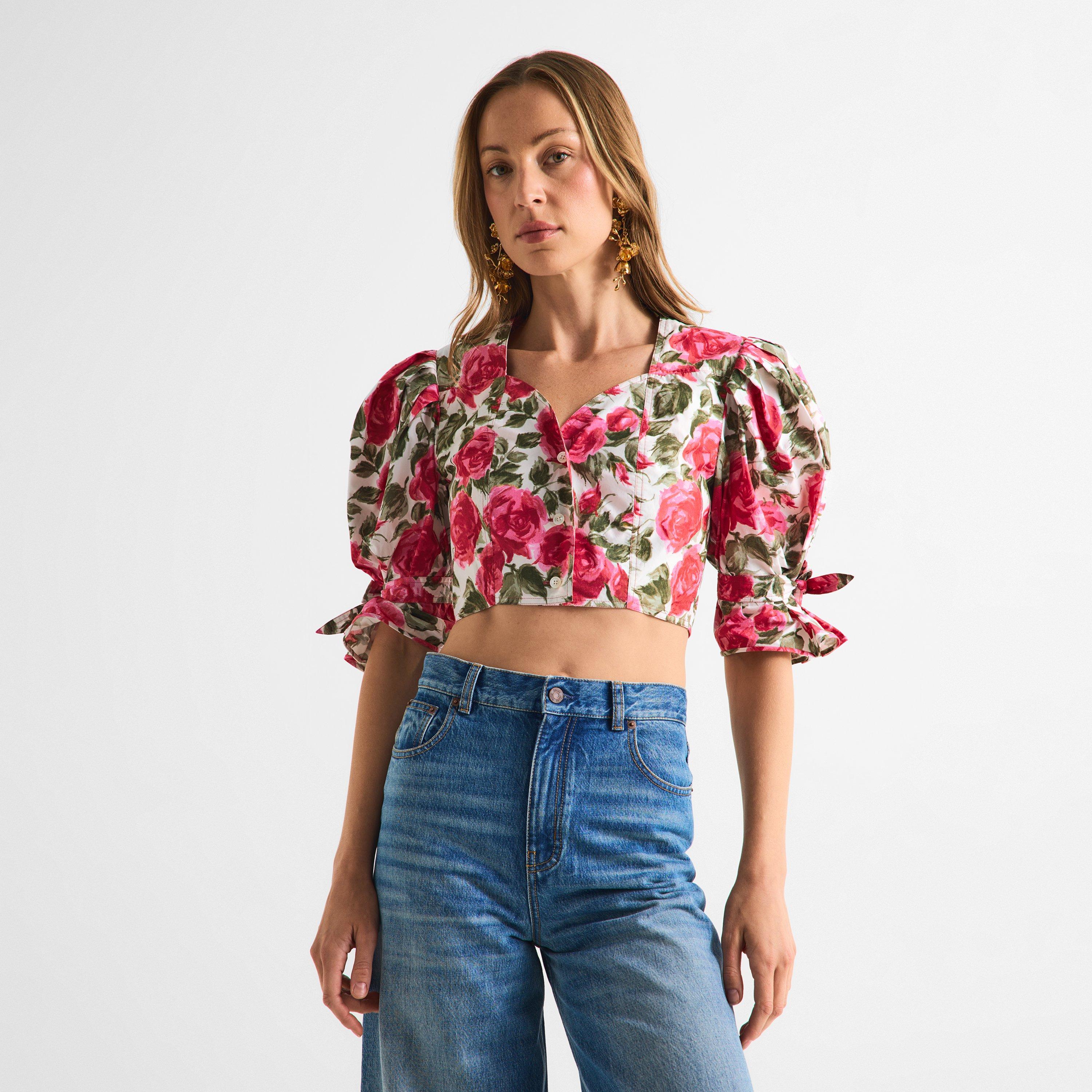 White Pink - Chloe - Women's Puff Sleeve Top - 3