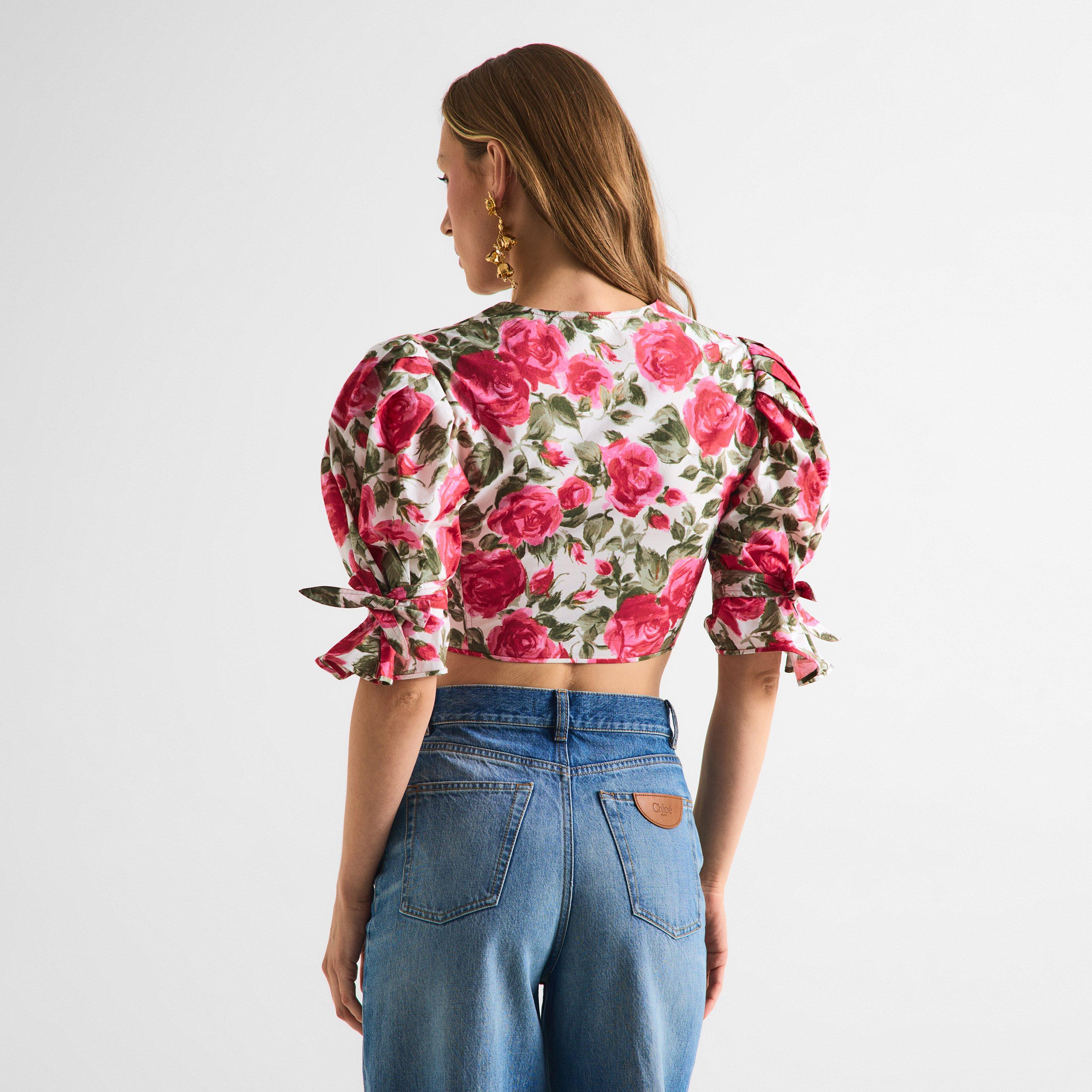 White Pink - Chloe - Women's Puff Sleeve Top - 4