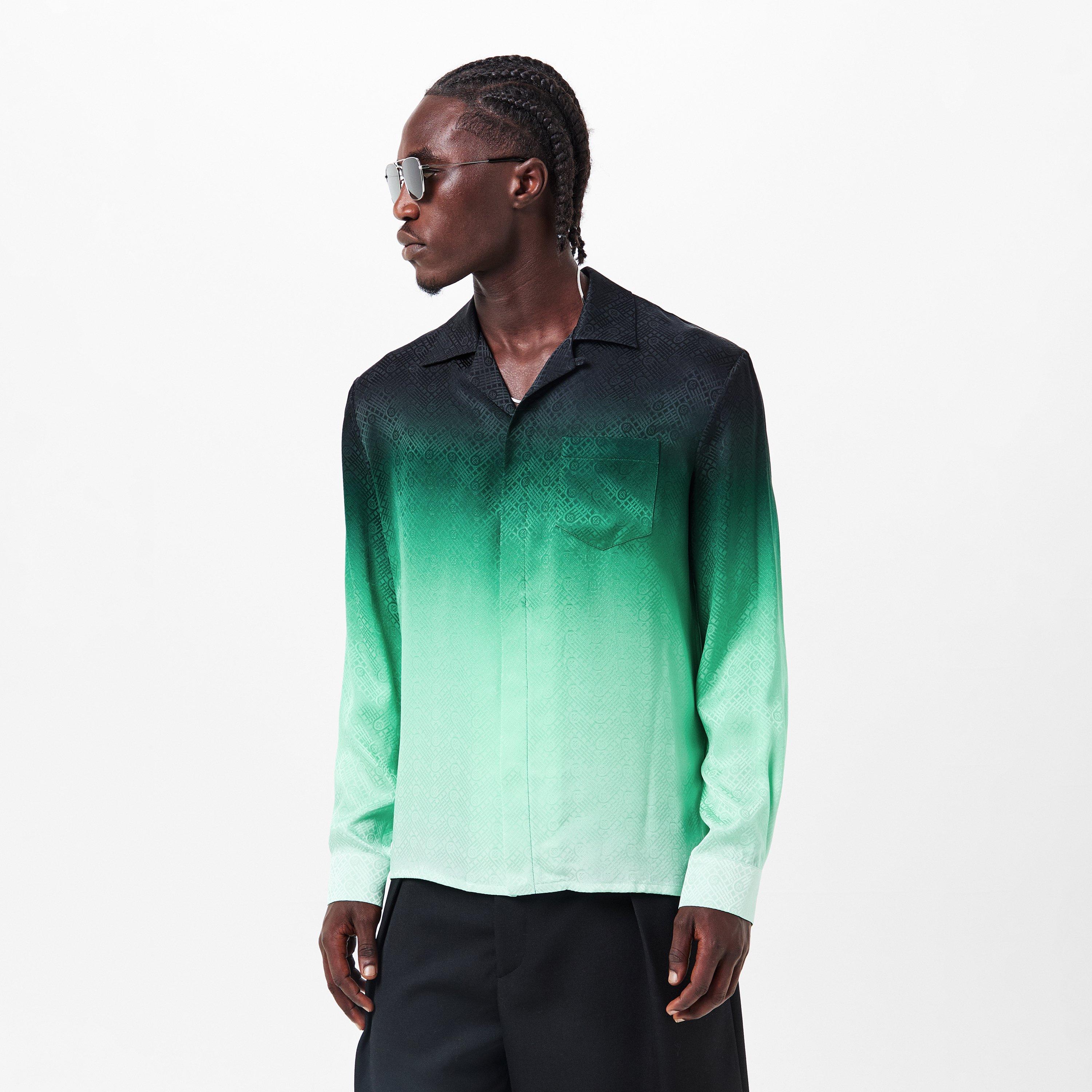 Black/Green - Casablanca - Men's Casa Mono Long-Sleeve Bowling Shirt - 3