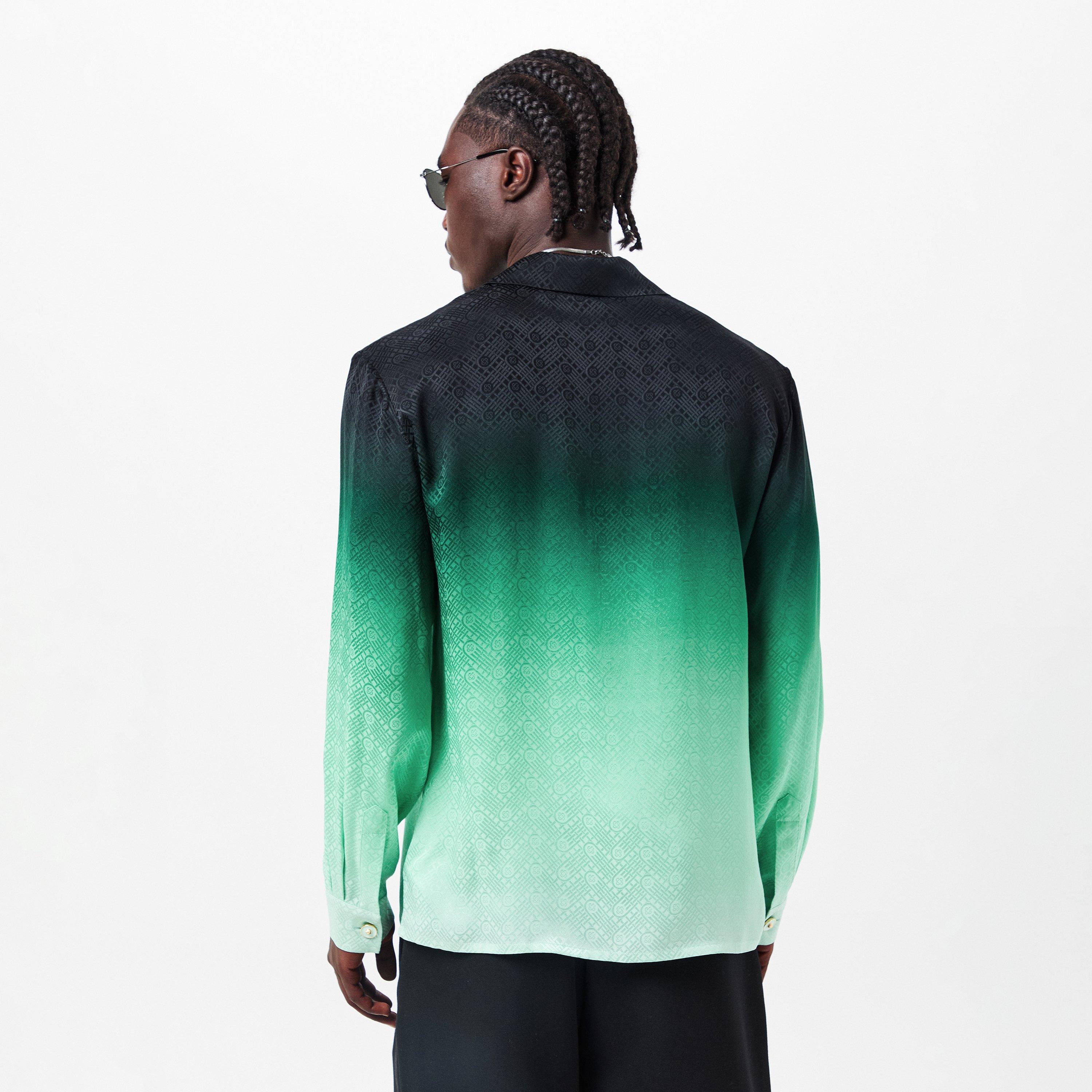 Black/Green - Casablanca - Men's Casa Mono Long-Sleeve Bowling Shirt - 4