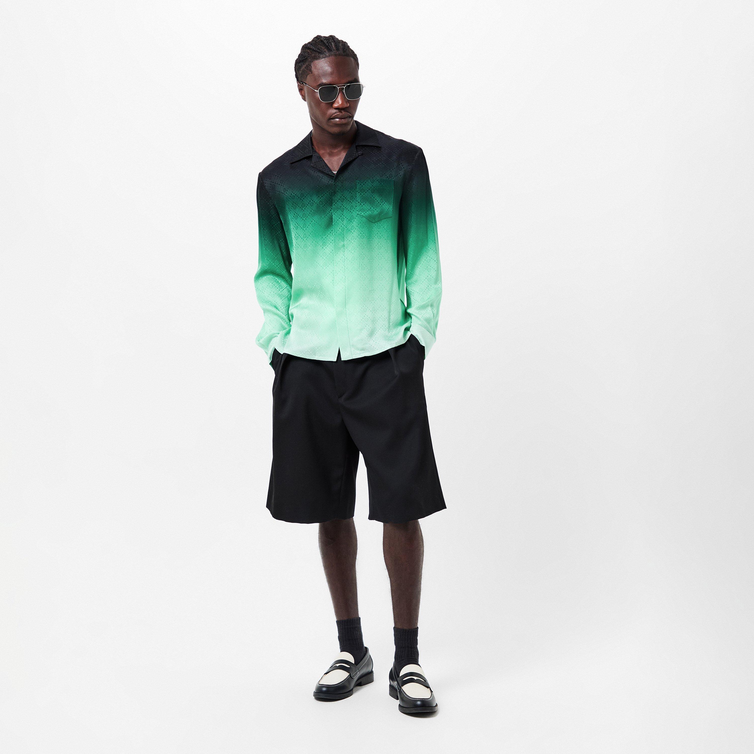 Black/Green - Casablanca - Men's Casa Mono Long-Sleeve Bowling Shirt - 6