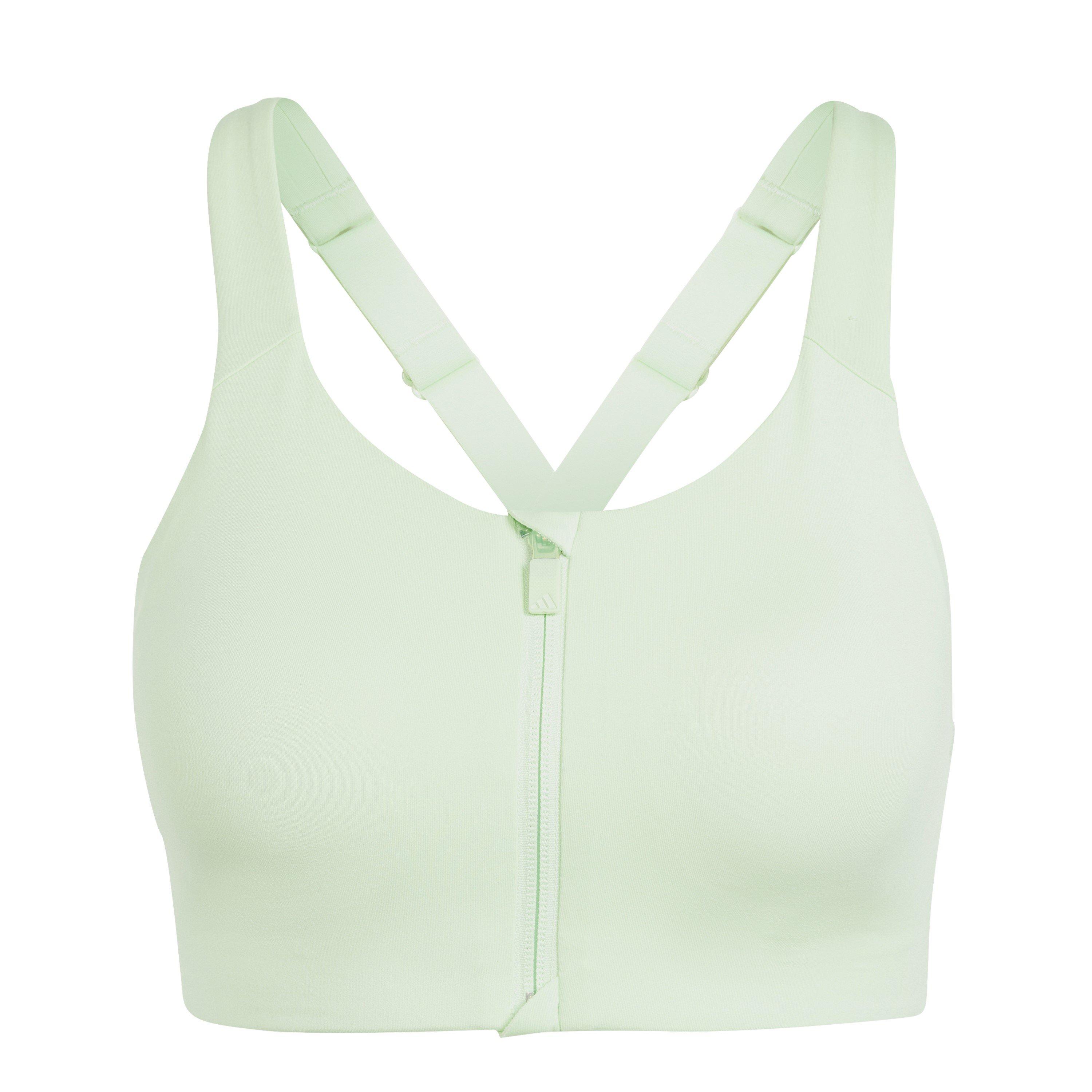 Adidas Women's Tlrdim Lux Zipped Non Wired High Impact Sports Bra - Green - 30C