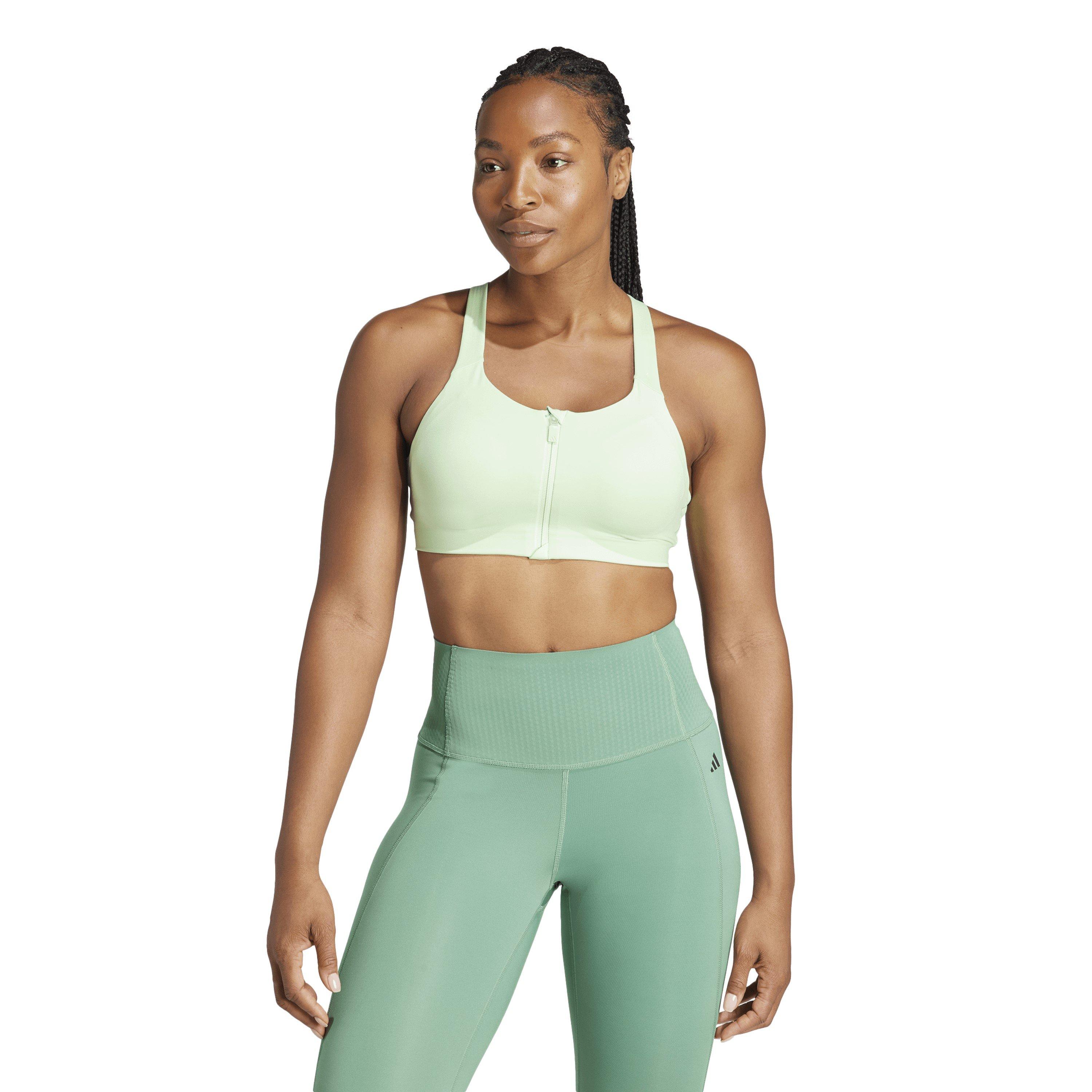 Grøn - adidas - Tlrdim Lux Zip High Impact Sports Bra Womens - 3