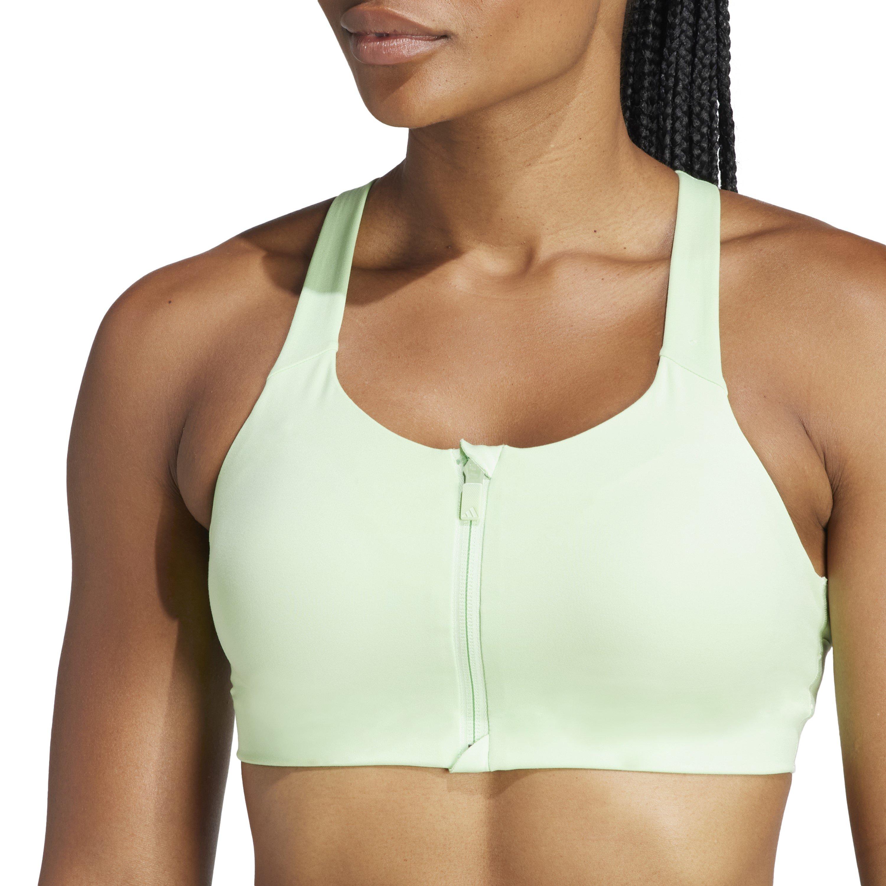 Grøn - adidas - Tlrdim Lux Zip High Impact Sports Bra Womens - 5