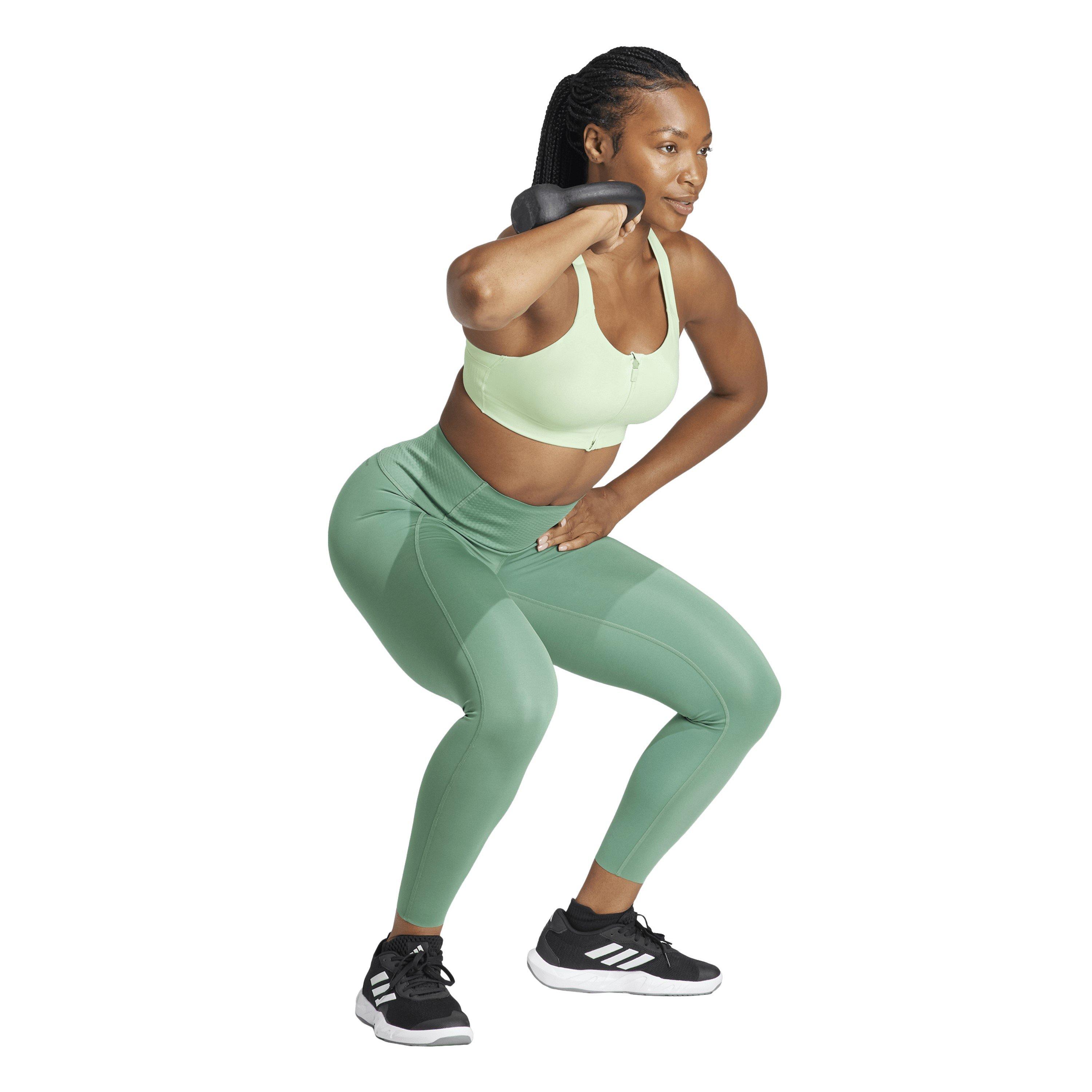 Grøn - adidas - Tlrdim Lux Zip High Impact Sports Bra Womens - 7