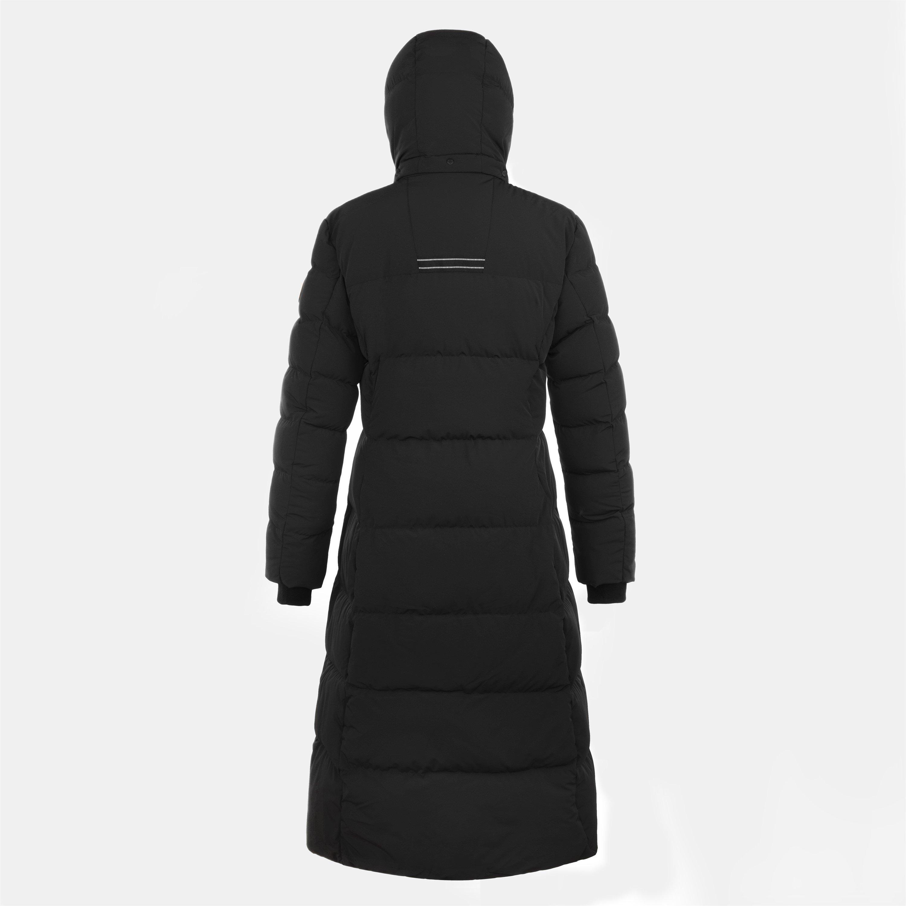 Black - Arctic Army - Women's Orca XLng Puffer Calf Length Hooded Long Sleeve Long Puffer Jacket - 2