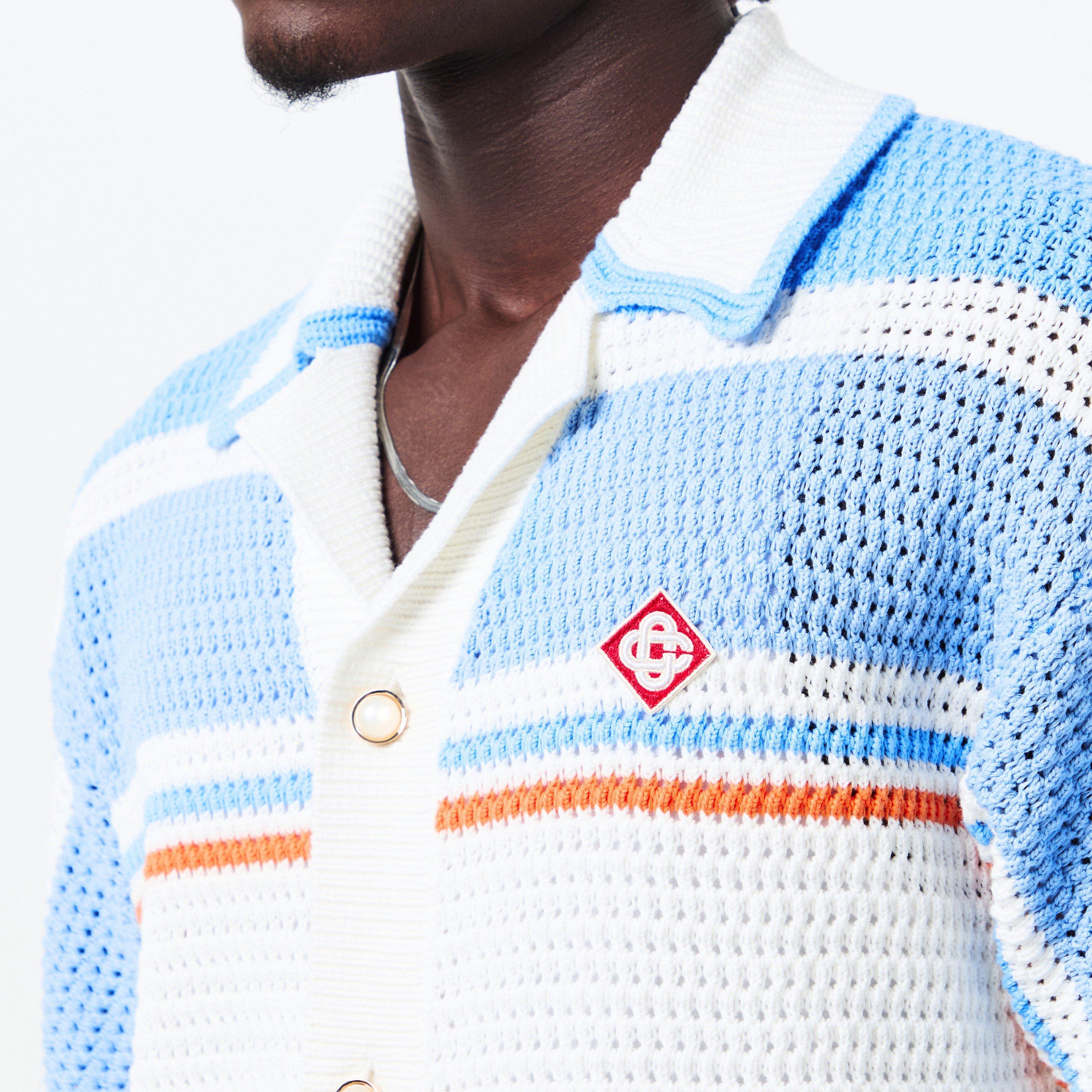 White/Blue - Casablanca - Men's Knitted T-Shirt Top - 5