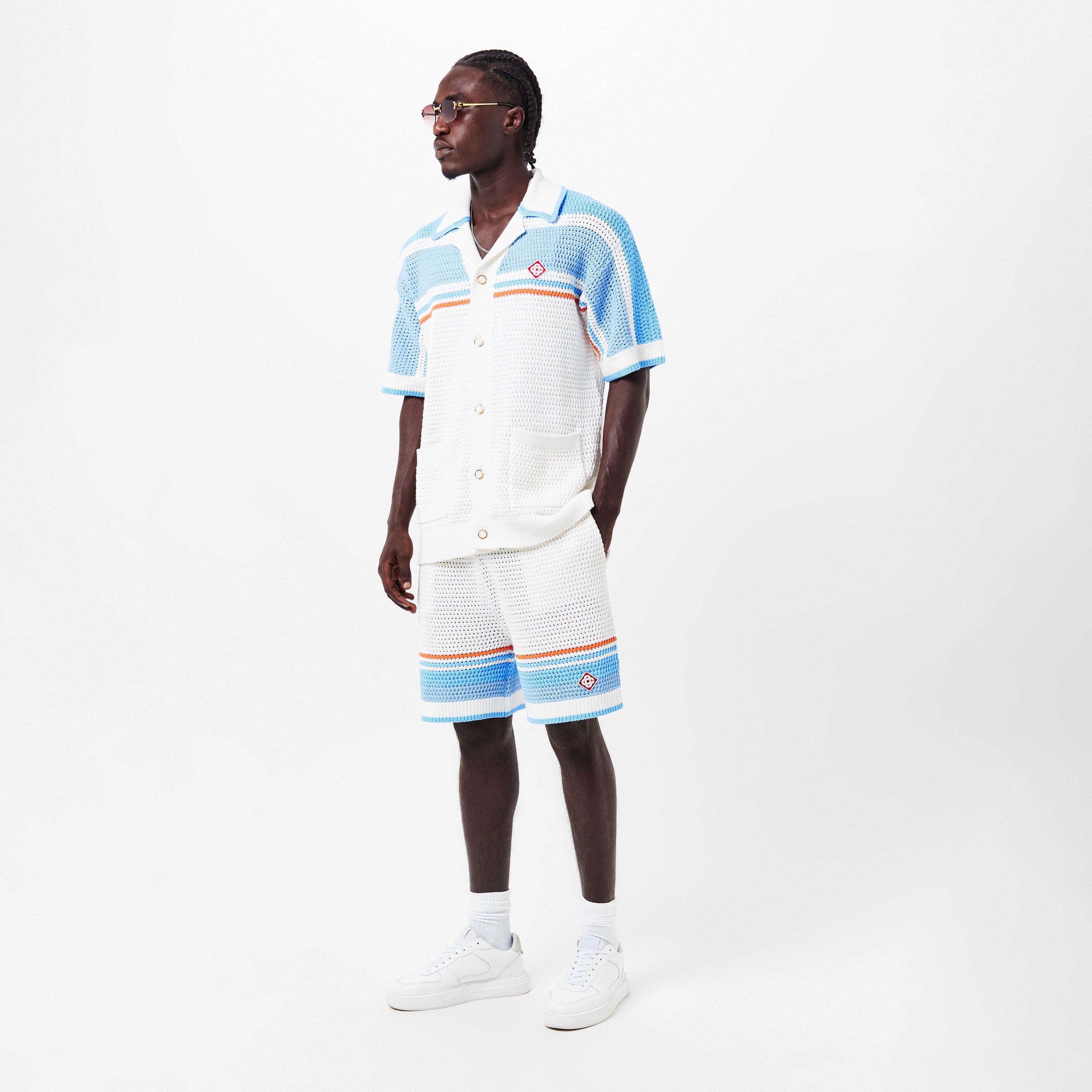 White/Blue - Casablanca - Men's Knitted T-Shirt Top - 6