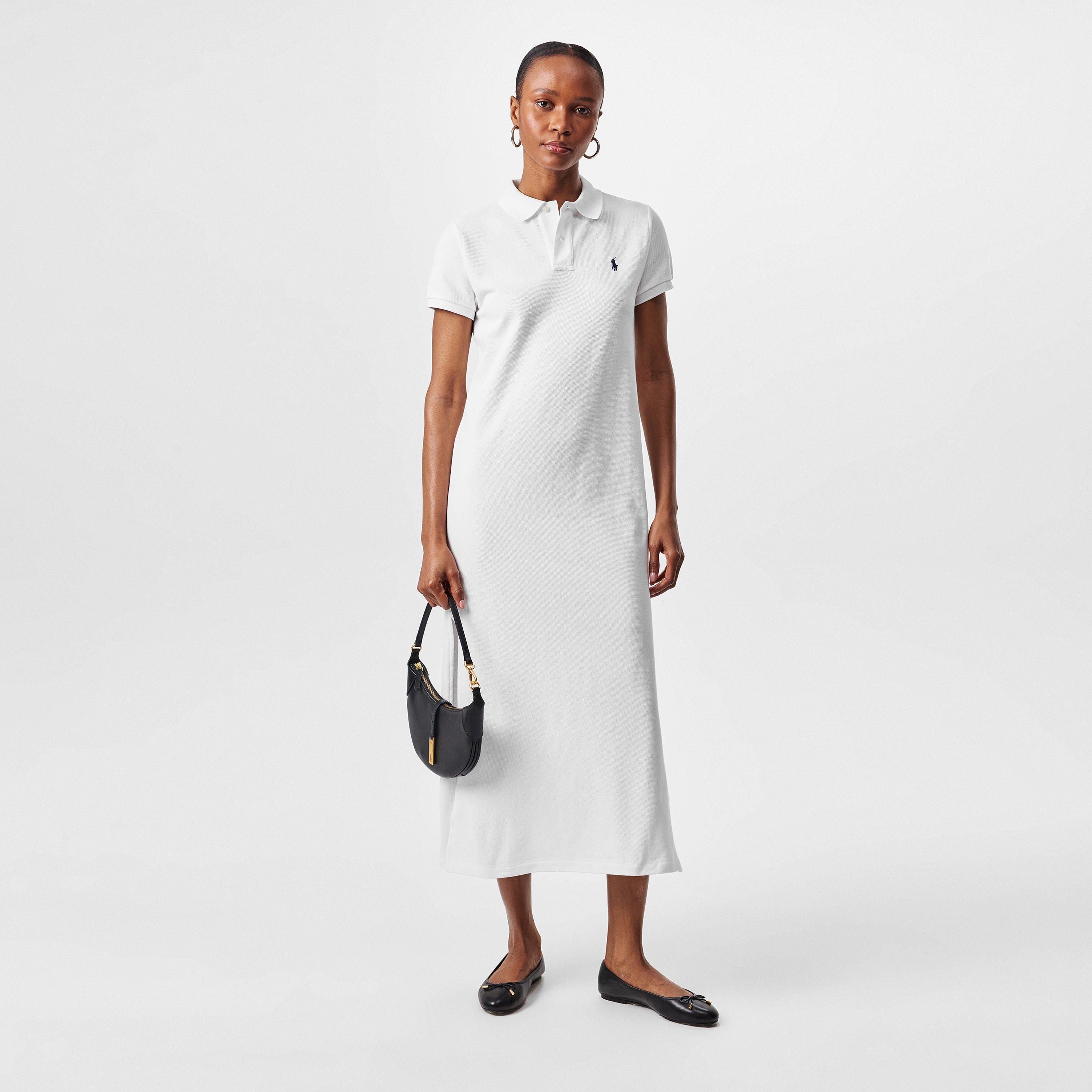 WHITE - Polo Ralph Lauren - Women's Stretch Cotton Sleeveless Polo Dress - 6