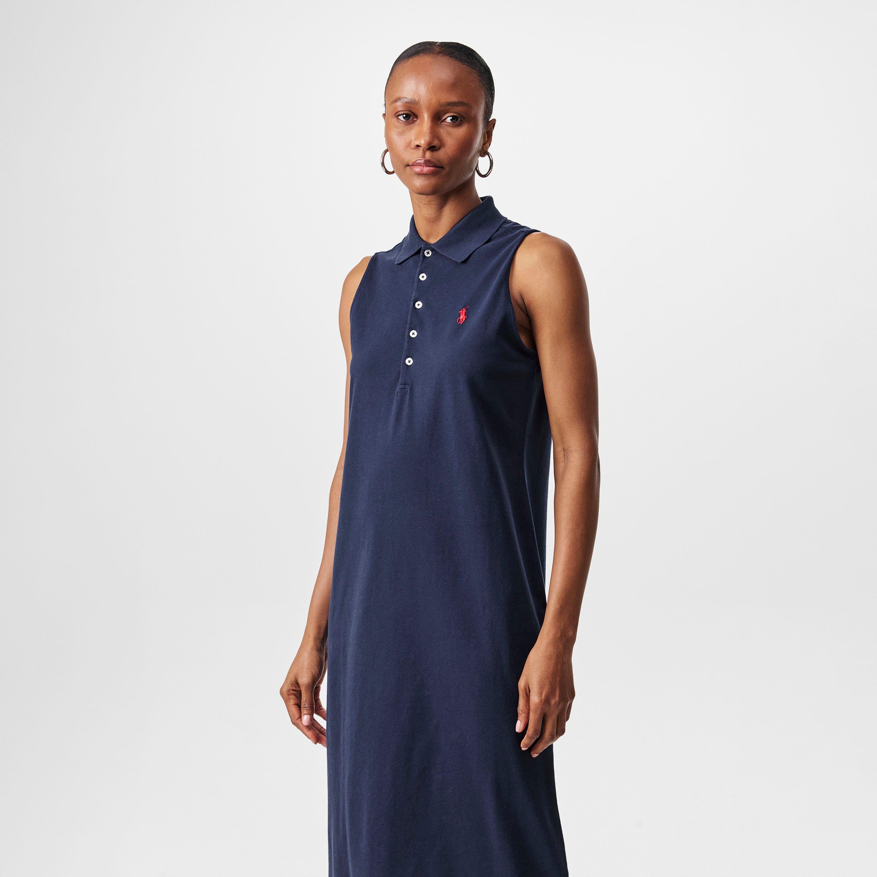 NEWPORT NAVY - Polo Ralph Lauren - Women's Stretch Cotton Sleeveless Polo Dress - 3