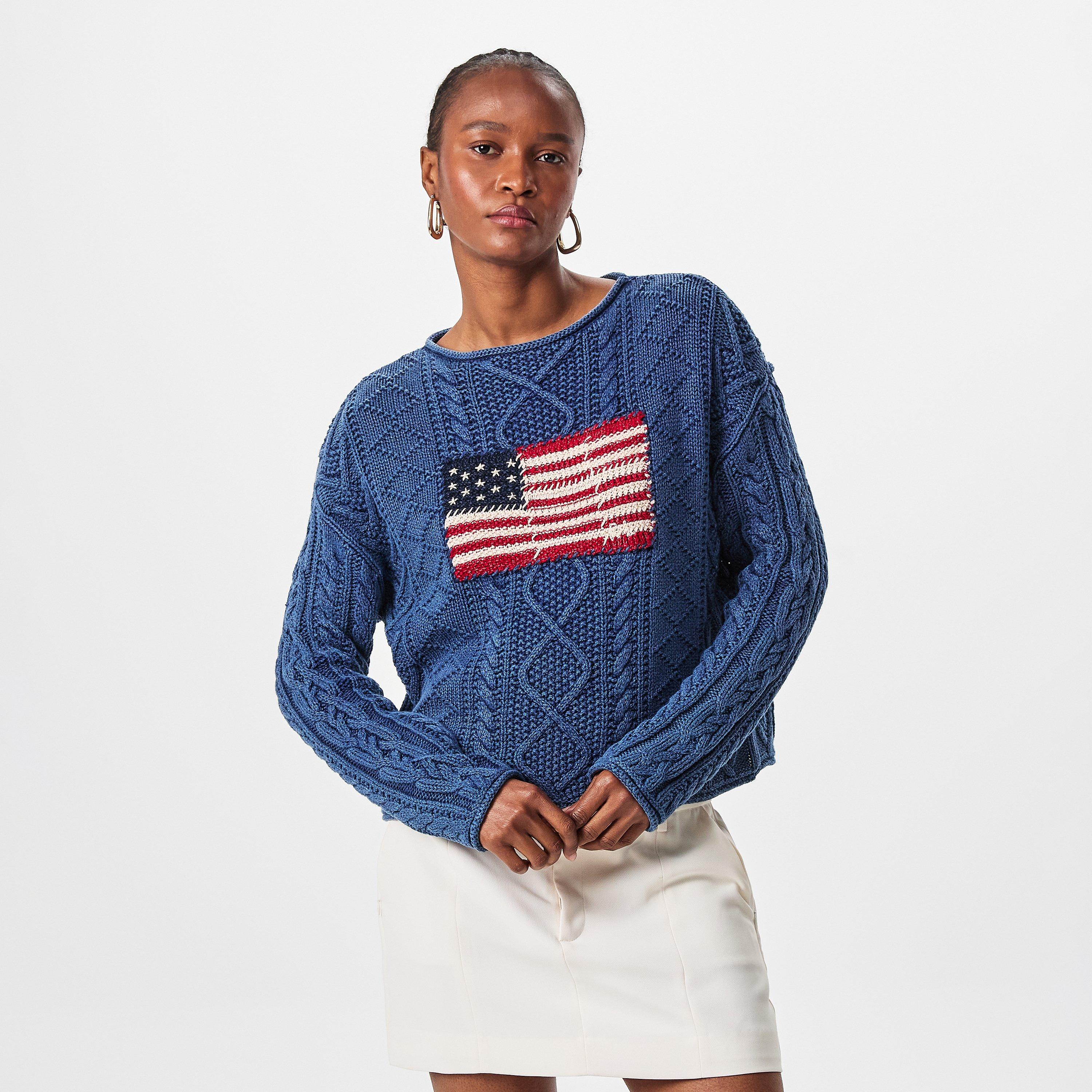 INDIGO/MULTI - Polo Ralph Lauren - Women's Flag Crew Neck Jumper - 3