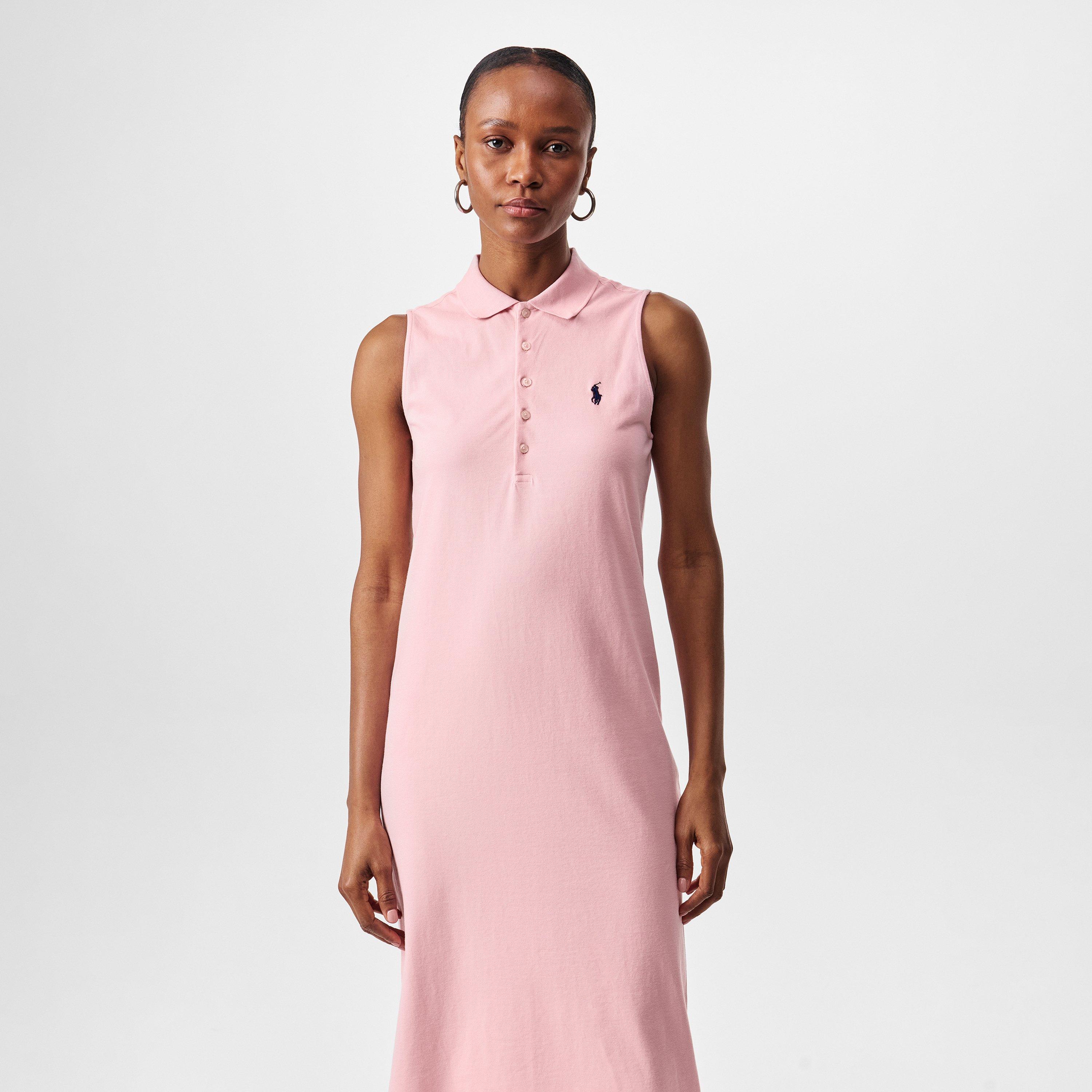 PINK SAND - Polo Ralph Lauren - Women's Stretch Cotton Sleeveless Polo Dress - 3