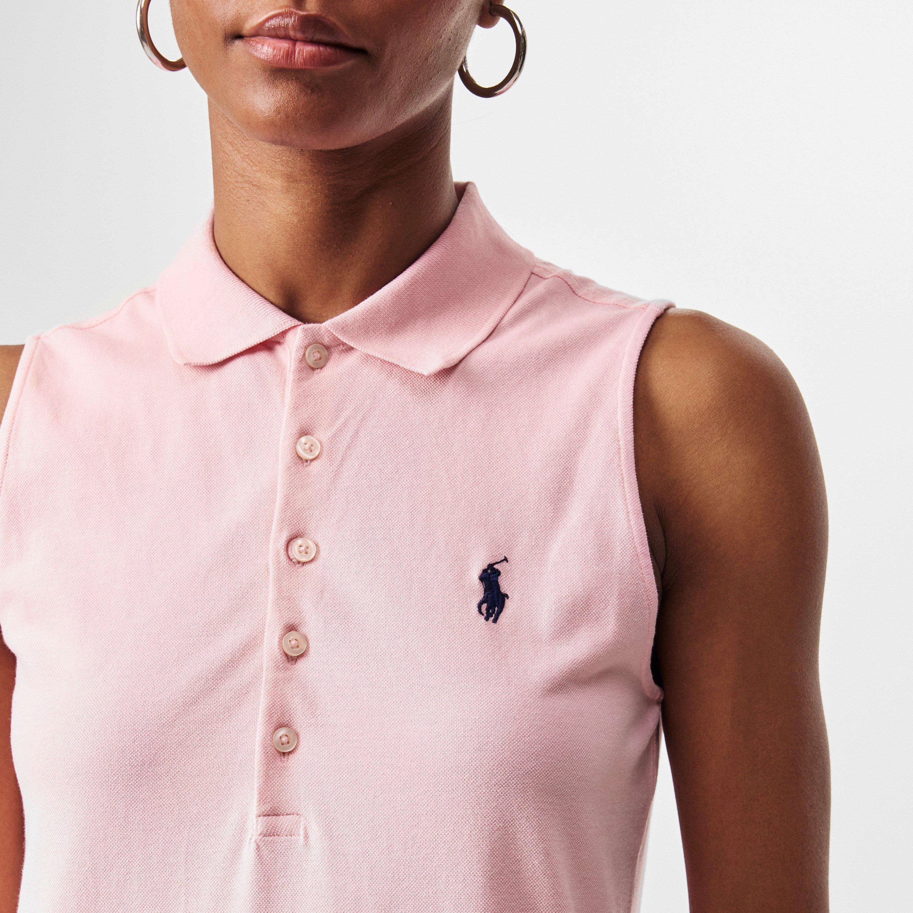 PINK SAND - Polo Ralph Lauren - Women's Stretch Cotton Sleeveless Polo Dress - 5