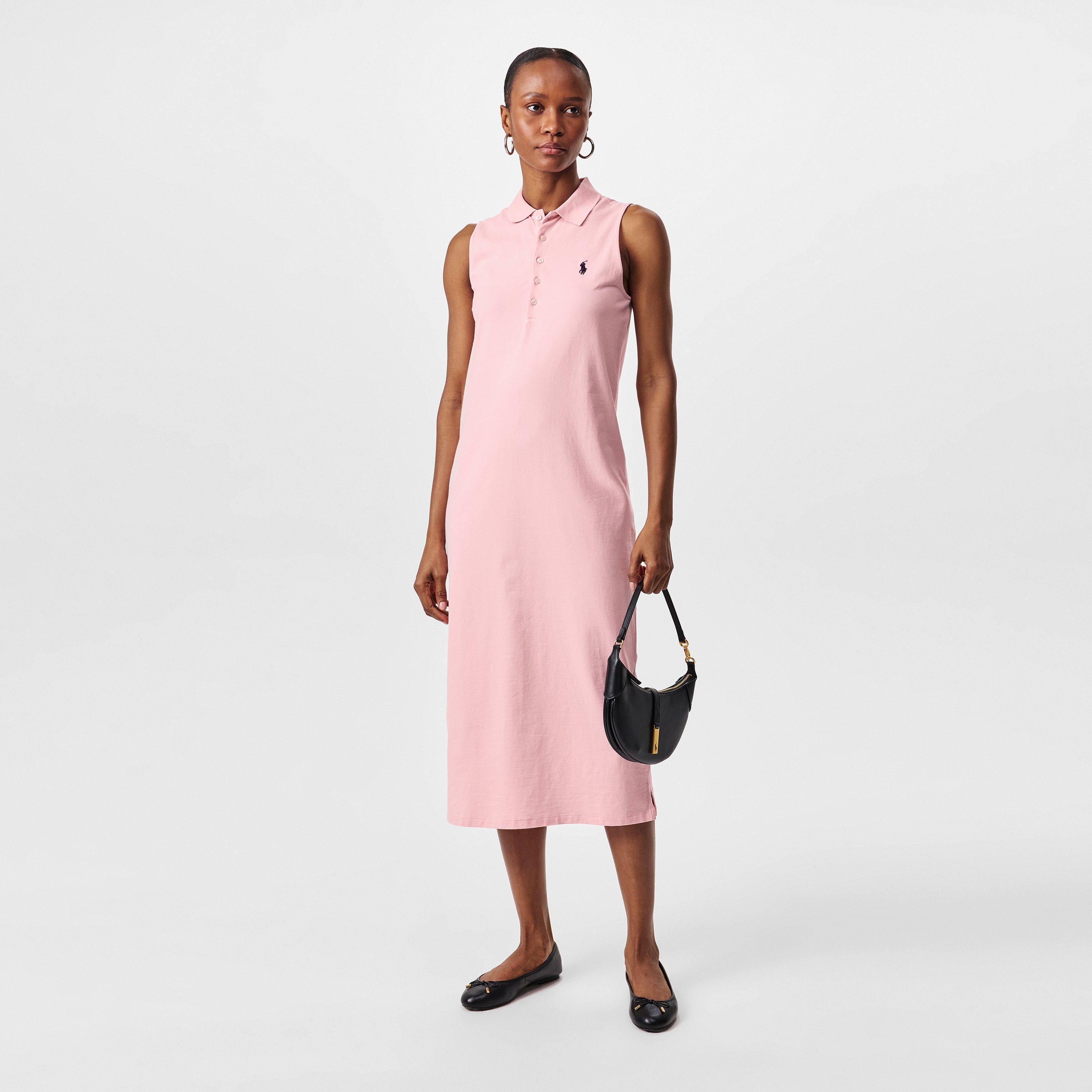 PINK SAND - Polo Ralph Lauren - Women's Stretch Cotton Sleeveless Polo Dress - 6