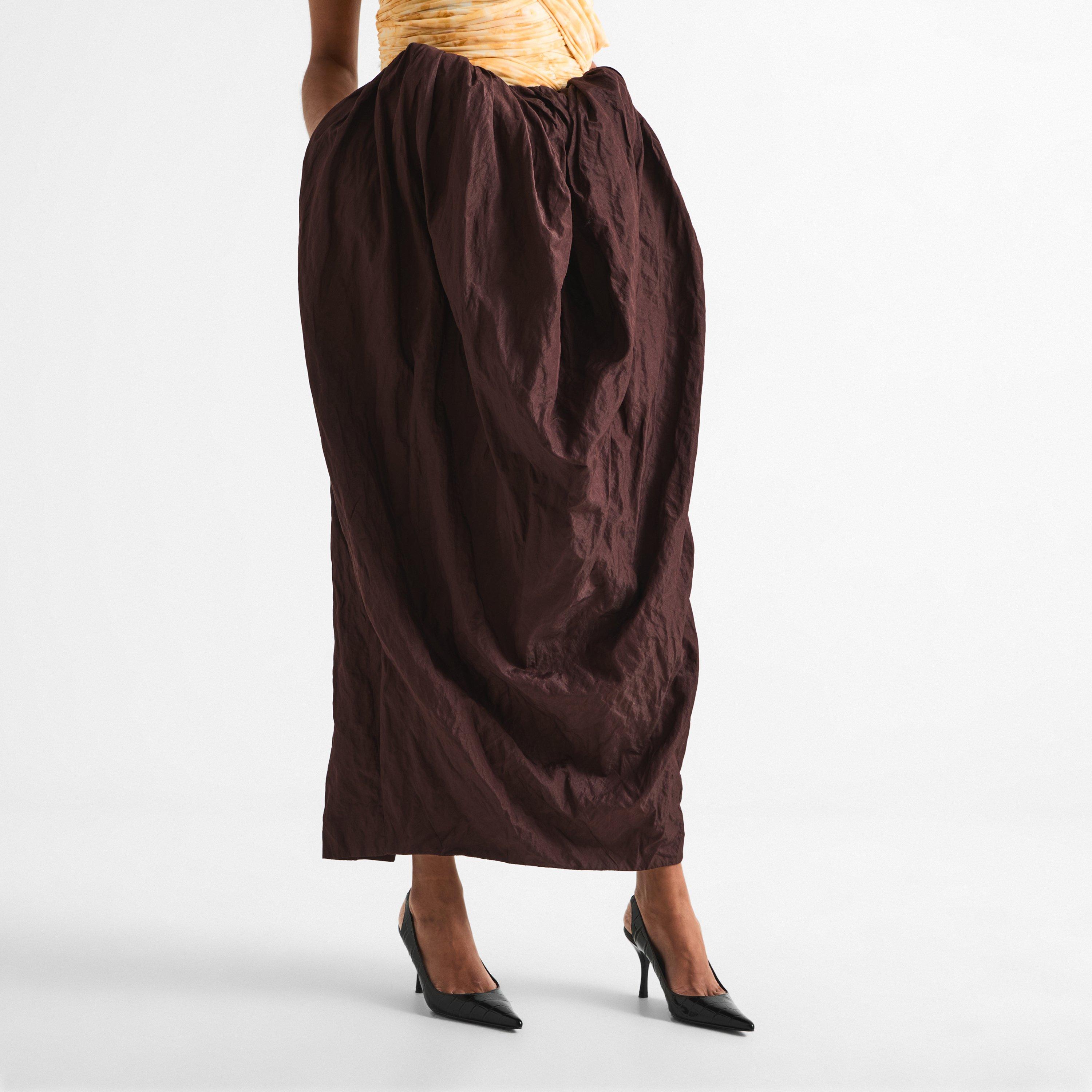Brown - Magda Butrym - Women's 19 Cotton Ruched Maxi Skirt - 3