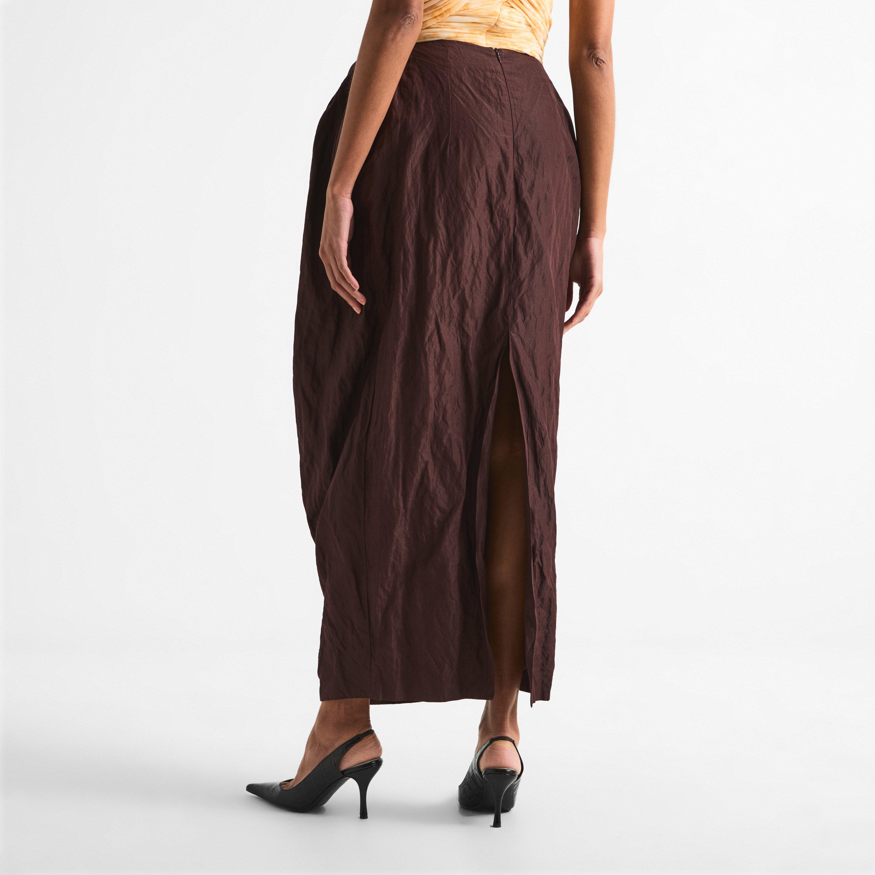 Brown - Magda Butrym - Women's 19 Cotton Ruched Maxi Skirt - 4