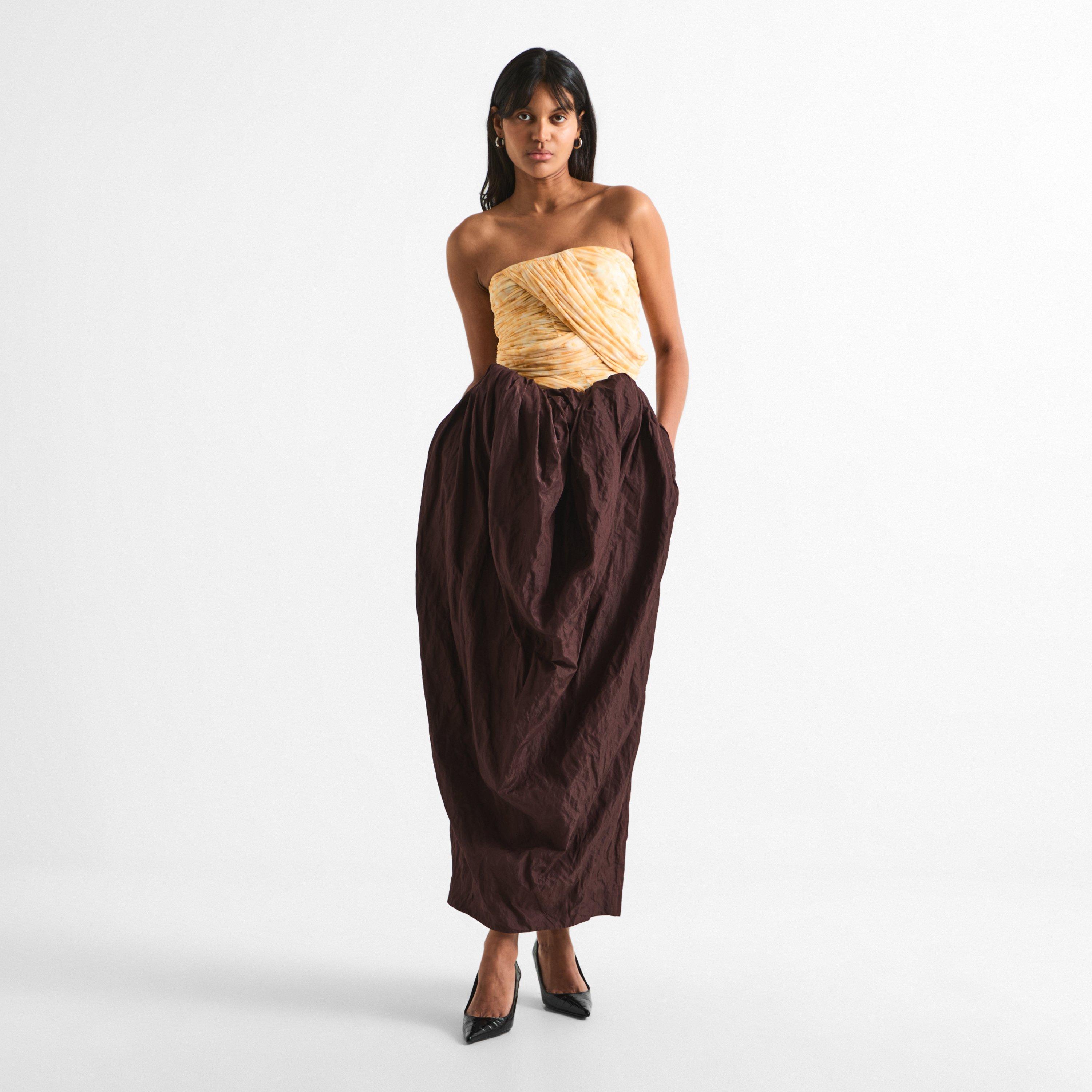 Brown - Magda Butrym - Women's 19 Cotton Ruched Maxi Skirt - 6