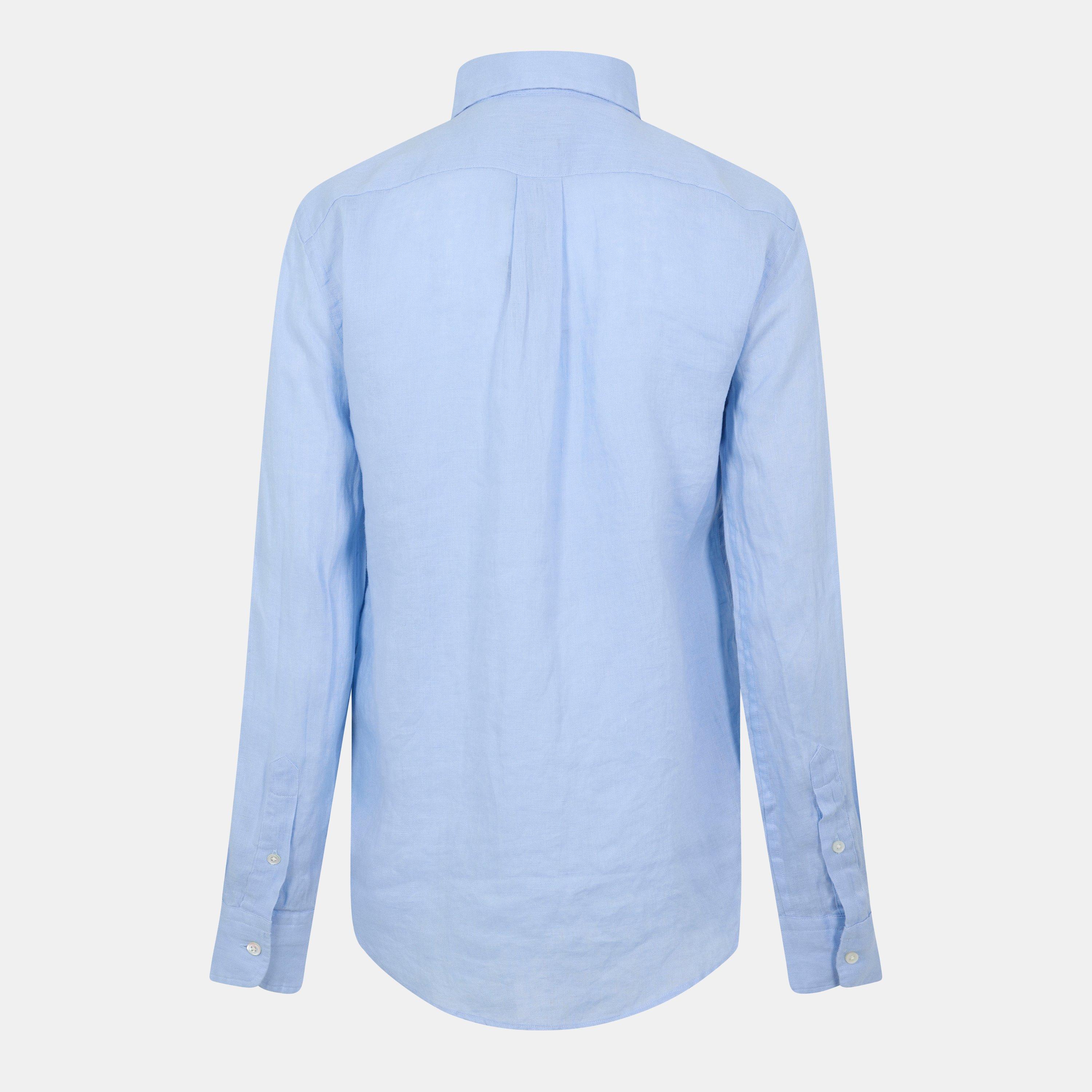 Southport Blue - Polo Ralph Lauren - Women's Linen Long-Sleeve Plain Shirt - 2