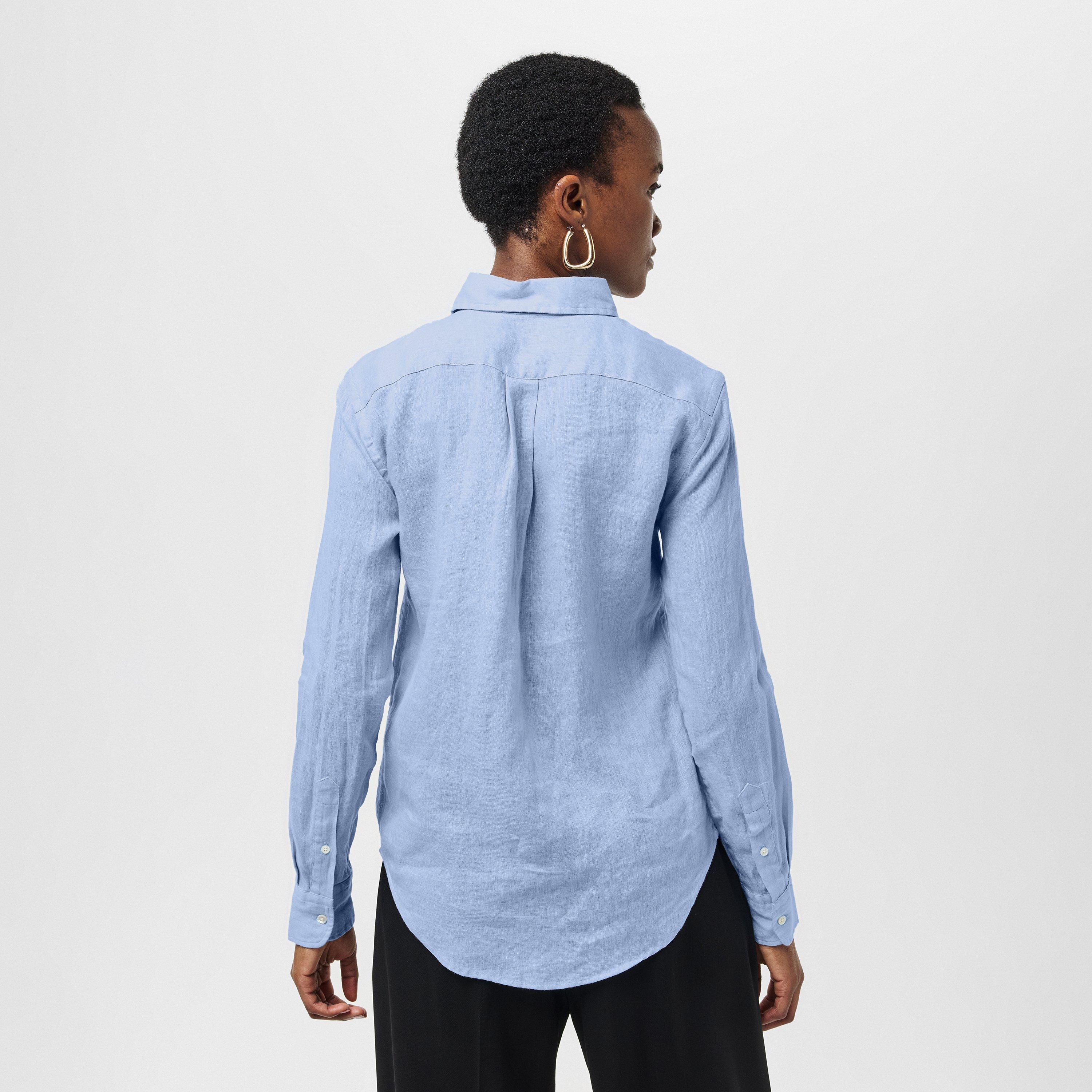 Southport Blue - Polo Ralph Lauren - Women's Linen Long-Sleeve Plain Shirt - 4