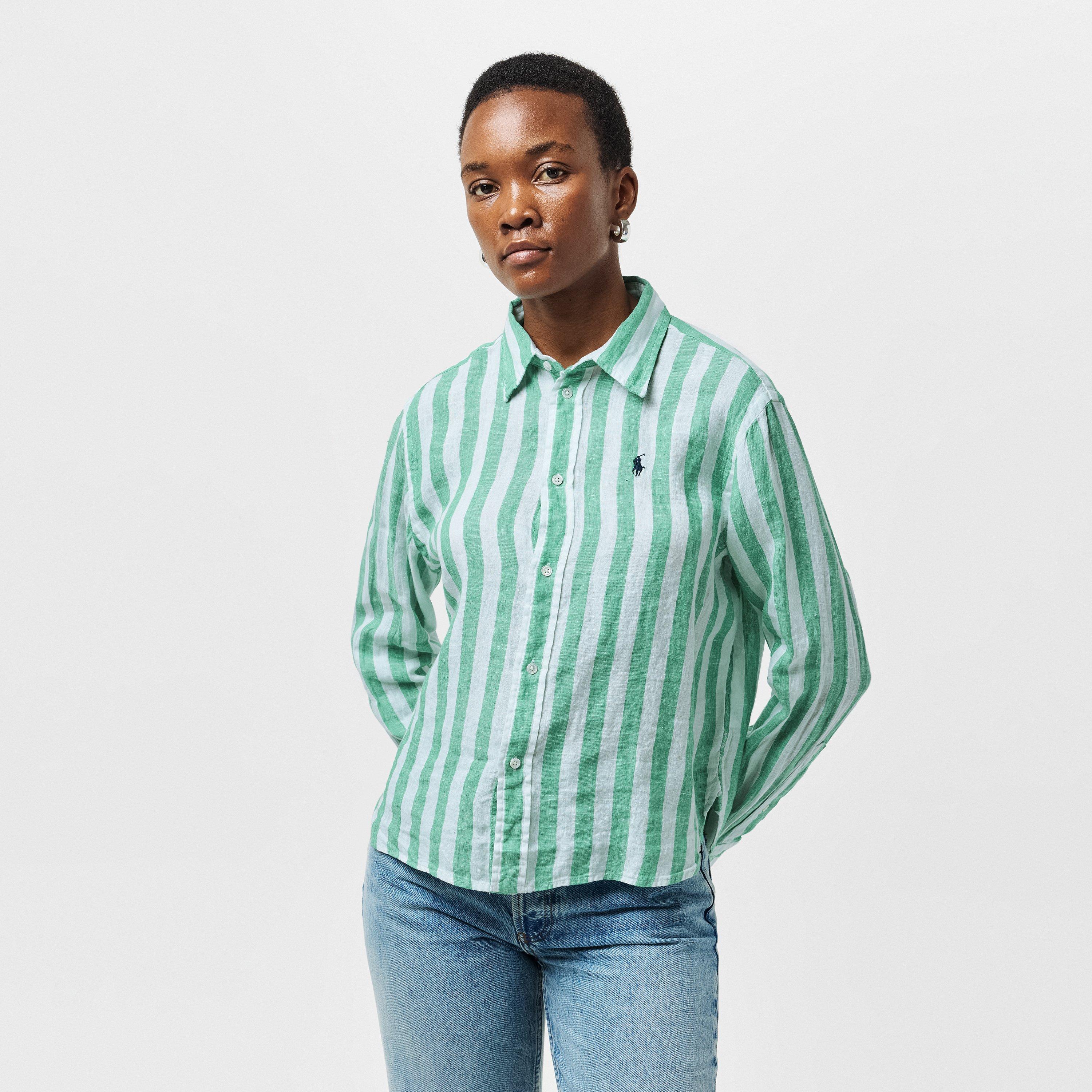 GREEN WHITE - Polo Ralph Lauren - Women's Long-Sleeve Patterned Shirt - 3