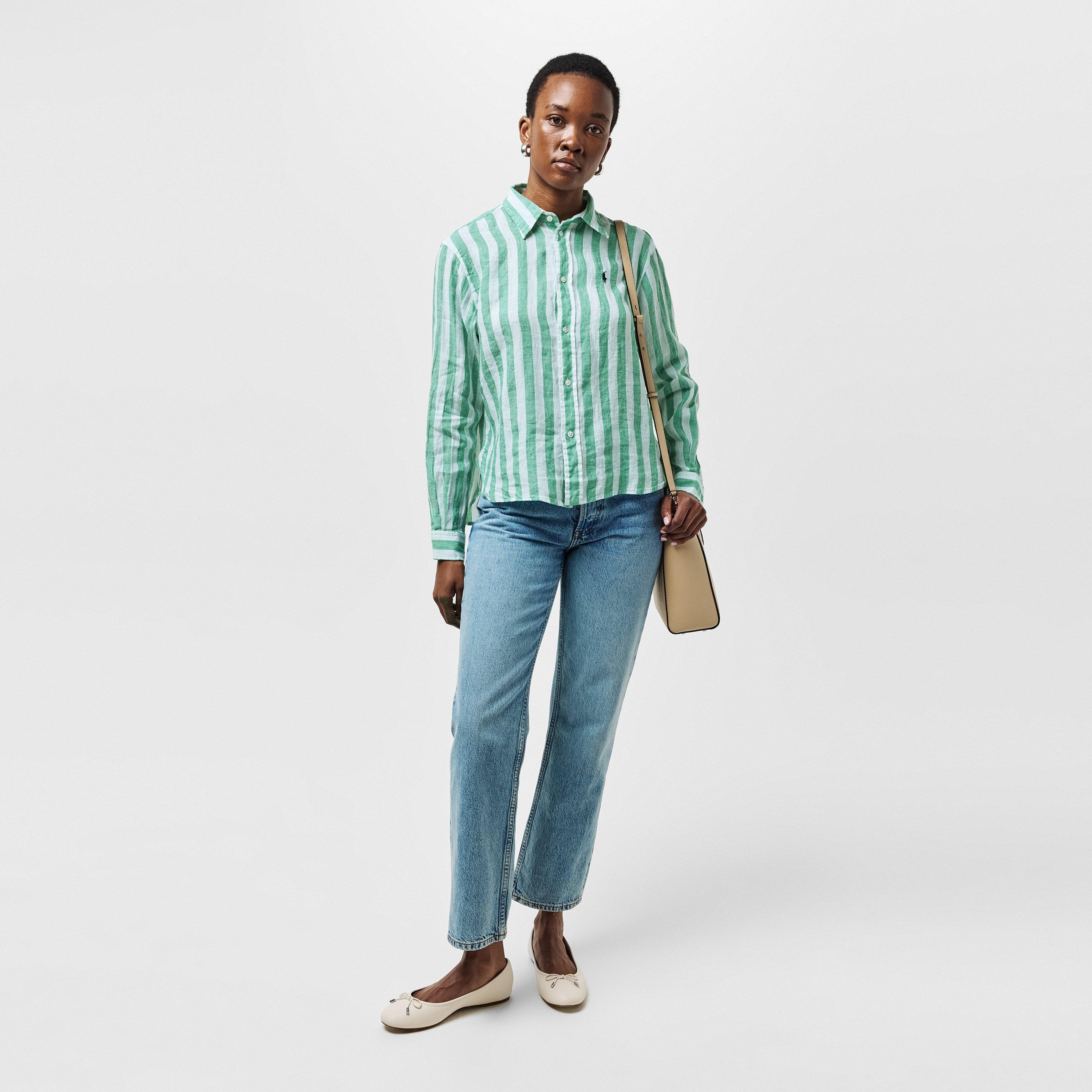 GREEN WHITE - Polo Ralph Lauren - Women's Long-Sleeve Patterned Shirt - 6