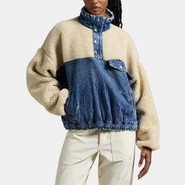 Polo Ralph Lauren Fleece And Denim Funnel Neck Sweater