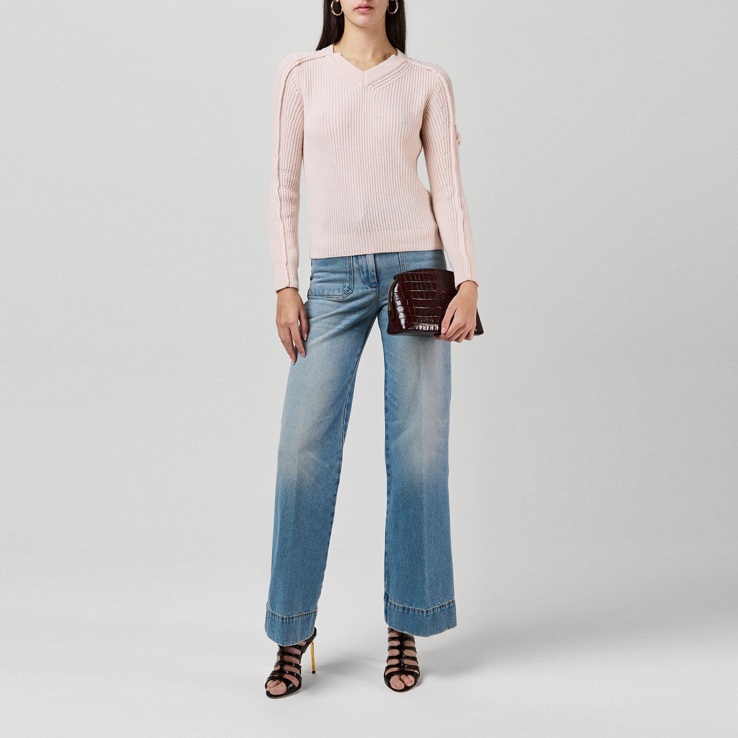 Pale Peach - Victoria Beckham - Women's Crew Neck Jumper - 4