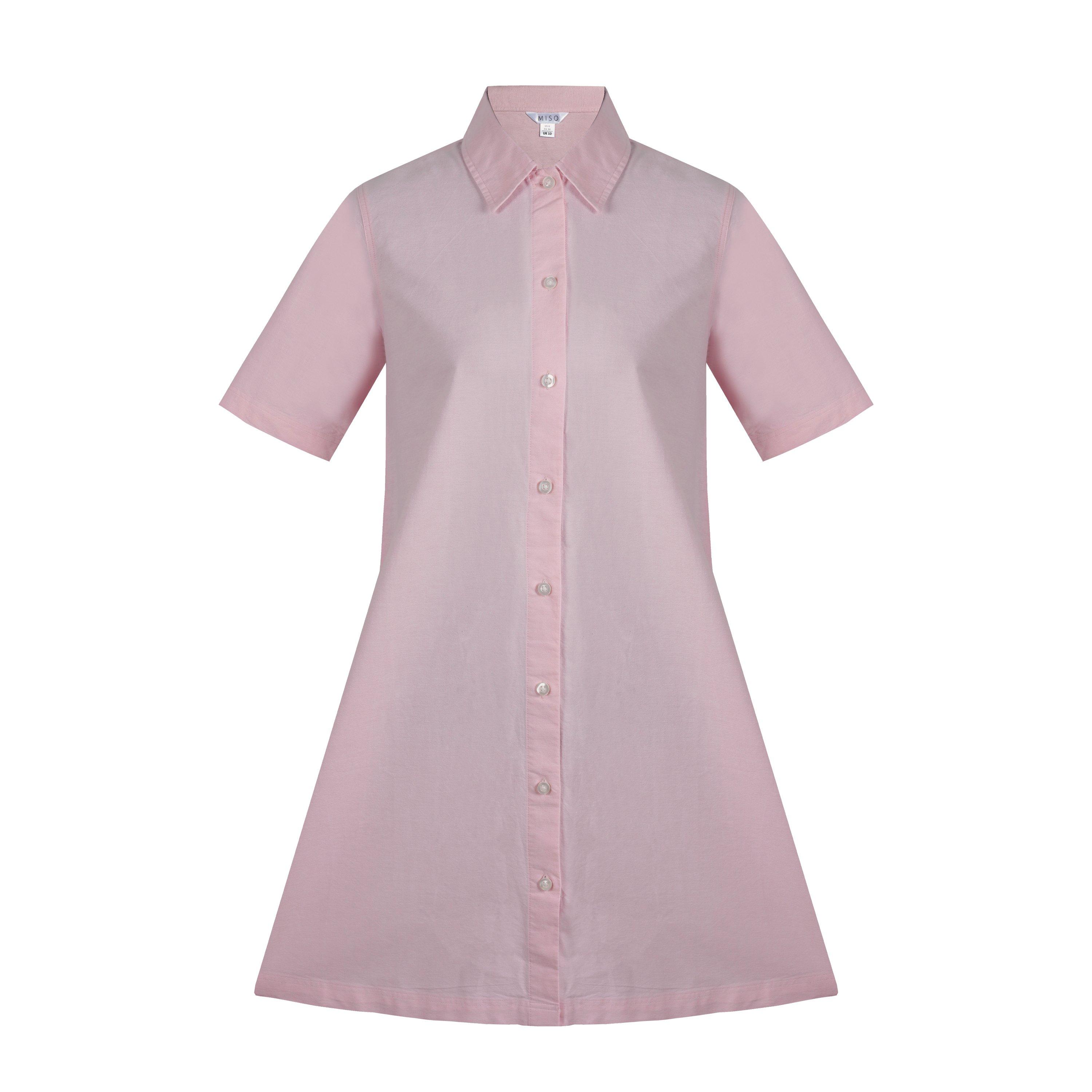 Pink - Miso - Women's Oxford Day Shirt Dress - 1