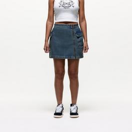 Good For Nothing Womens Denim Cargo Mini Skin in Vintage Blue