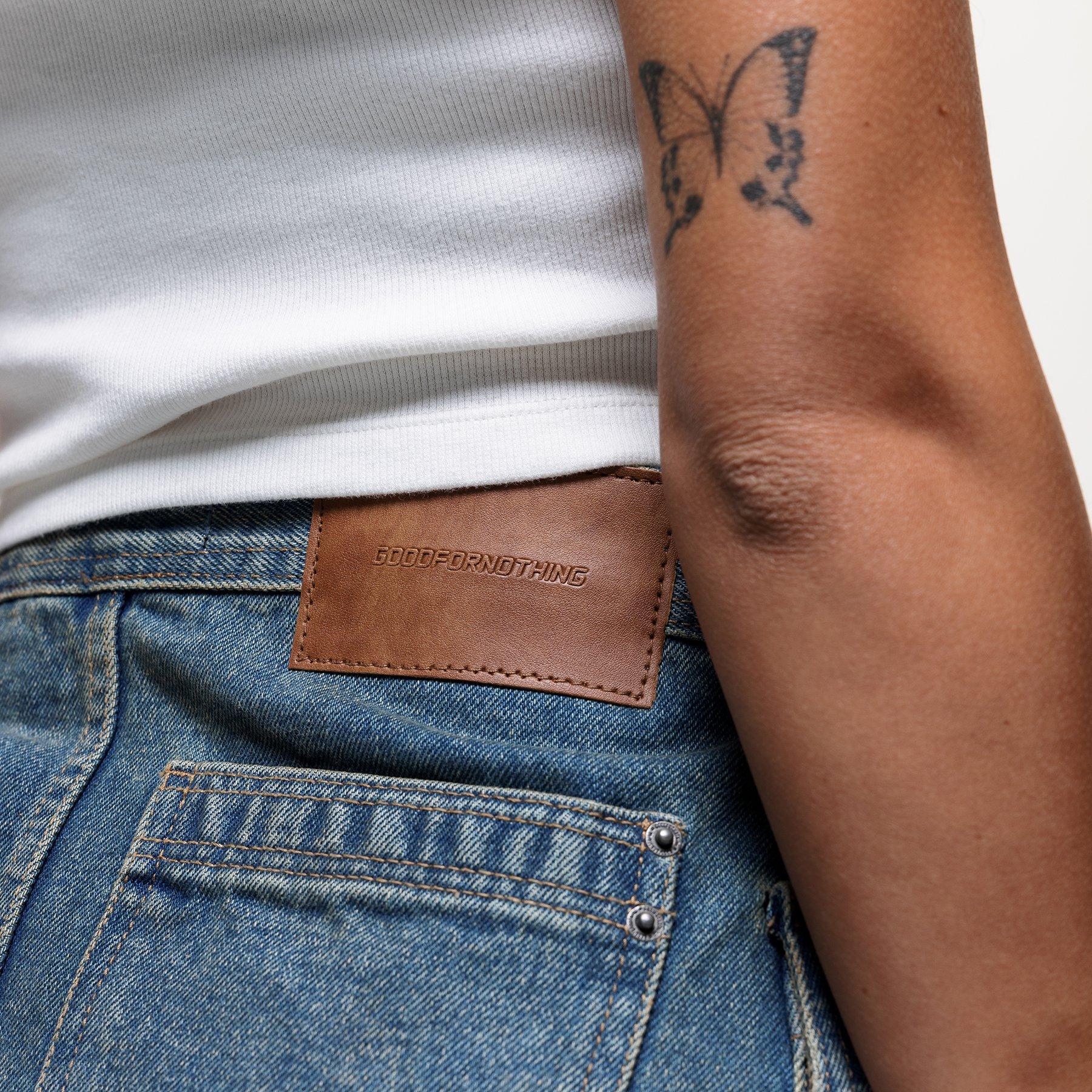 Blue - Good For Nothing - Womens Denim Cargo Mini Skin in Vintage Blue - 2