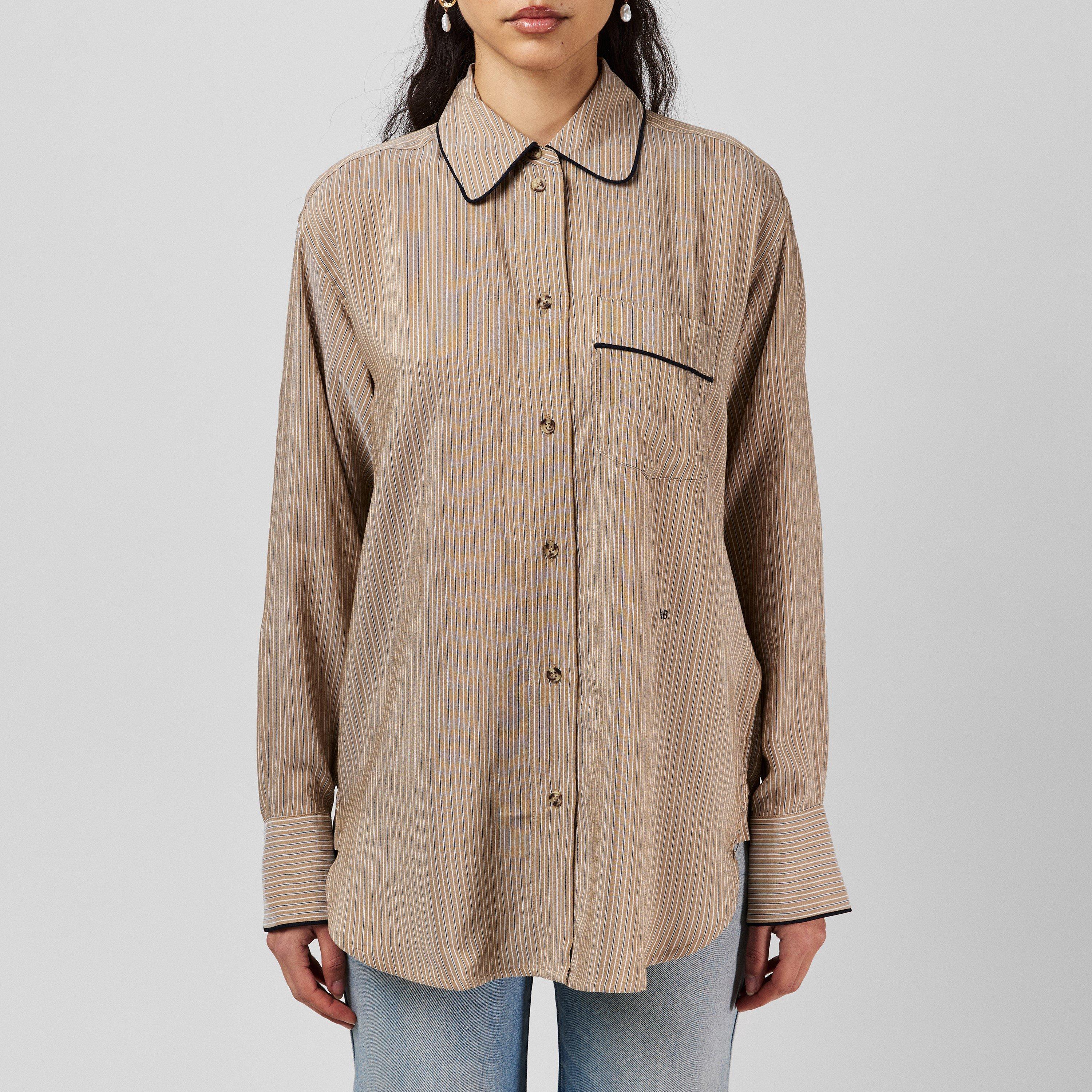 Victoria Beckham Piping Pyjama Shirt - Tobacco Midnght - Size UK 12