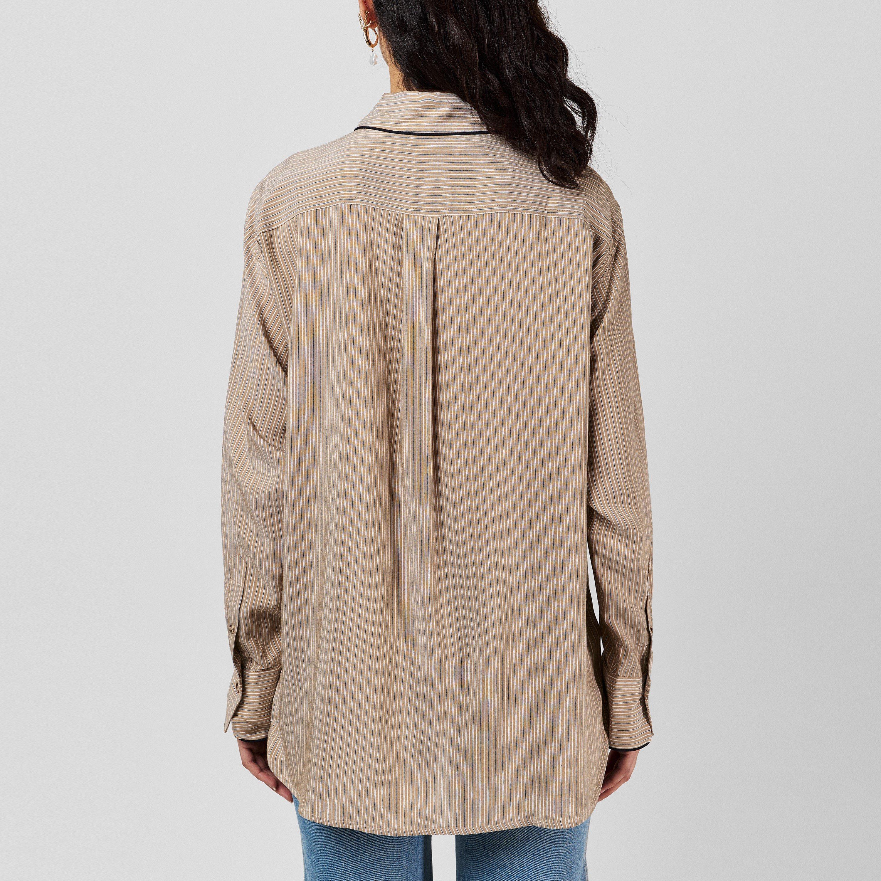 Tobacco Midnght - Victoria Beckham - Piping Pyjama Shirt - 3