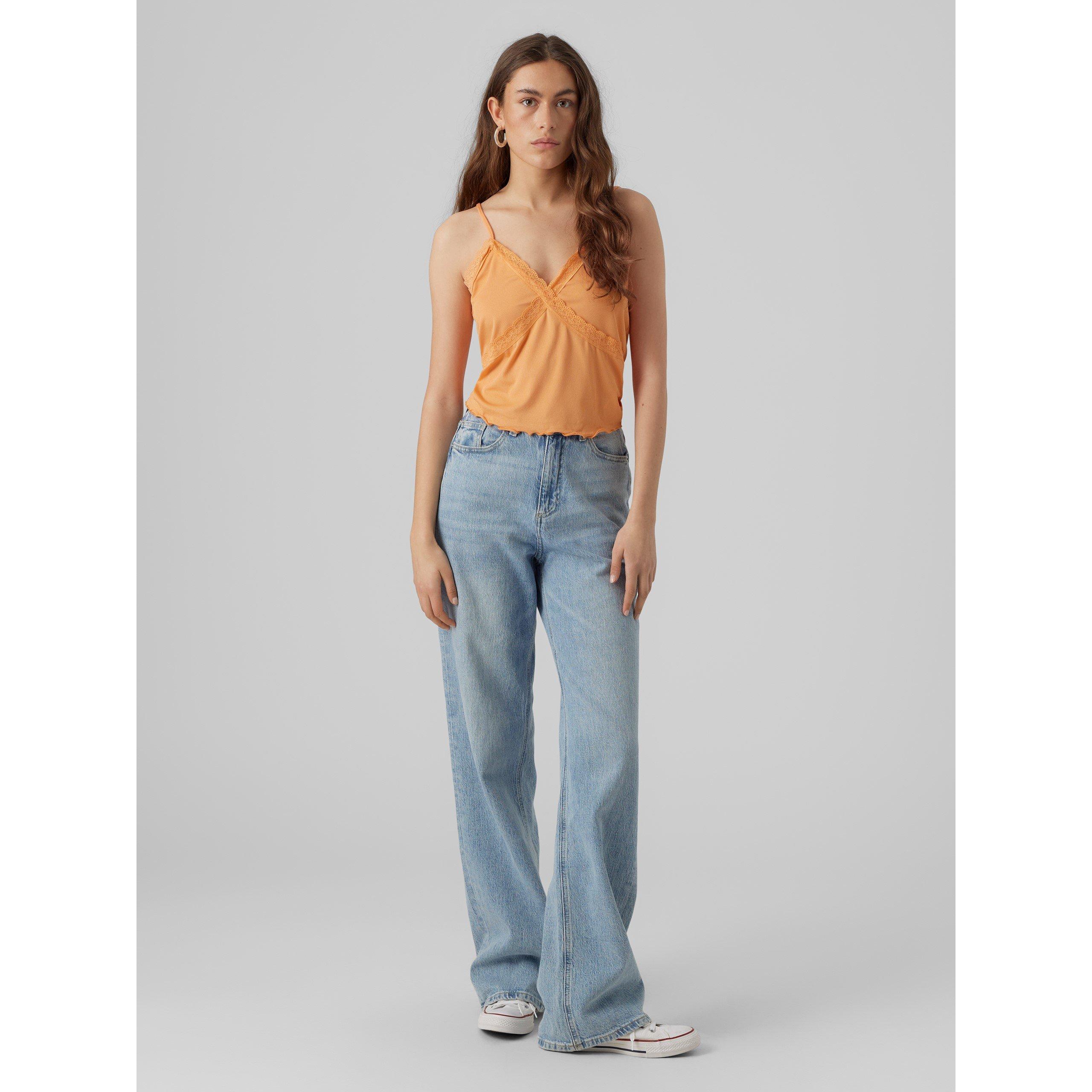 Arancio Finto - Vero Moda - Women's Knitted Short-Sleeve Crop Top - 3