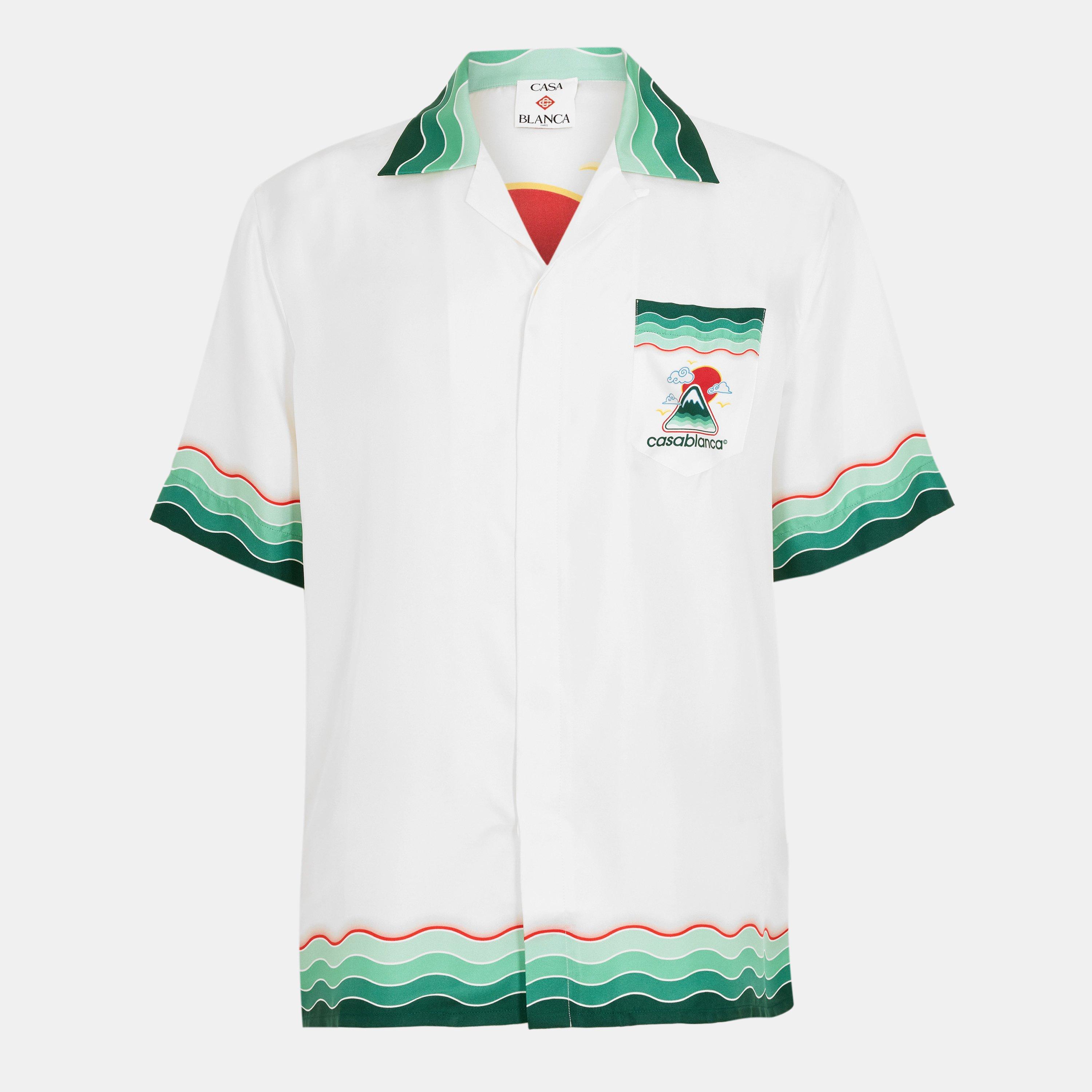 White/Green - Casablanca - Montagne Ondulee Silk Shirt - 1