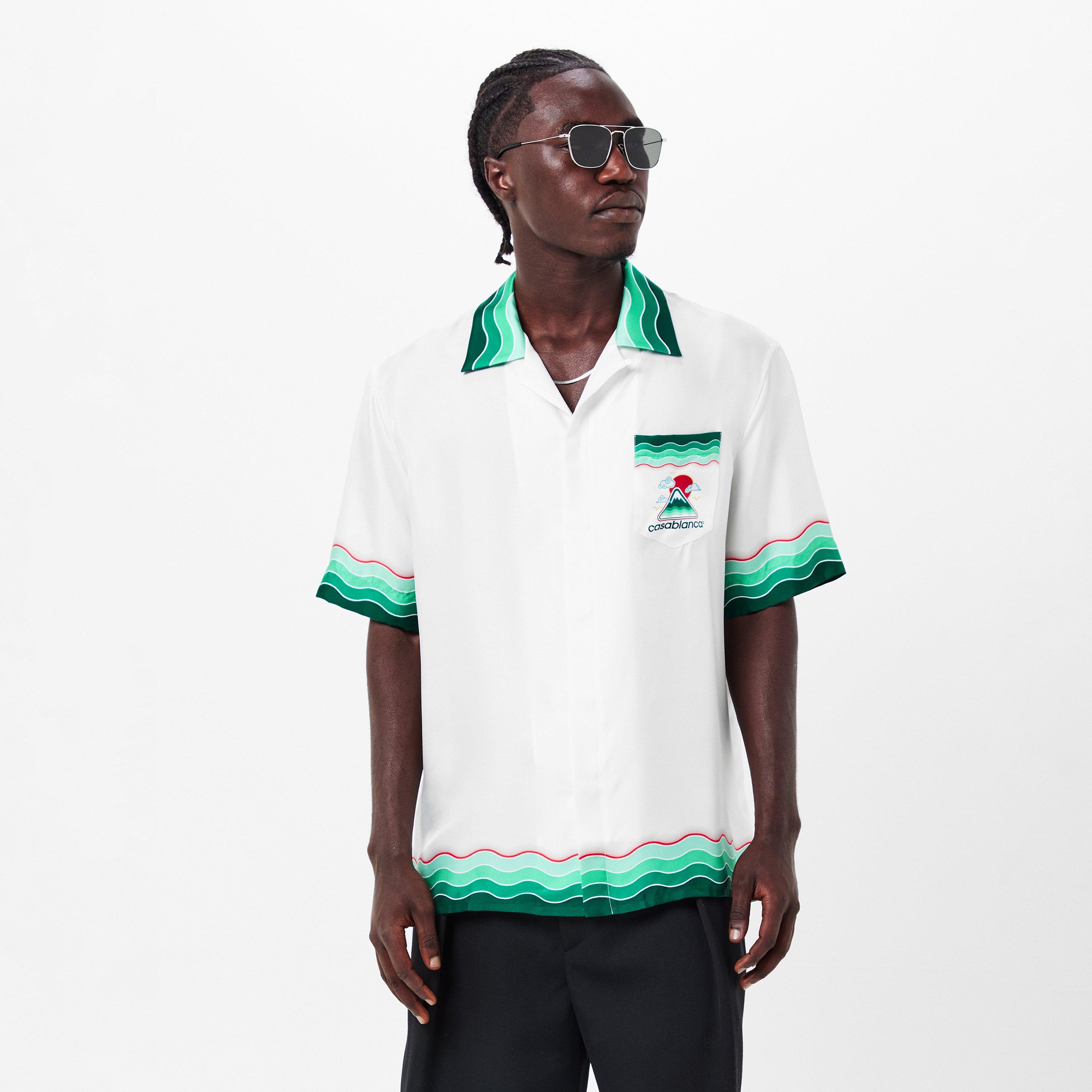 White/Green - Casablanca - Montagne Ondulee Silk Shirt - 3