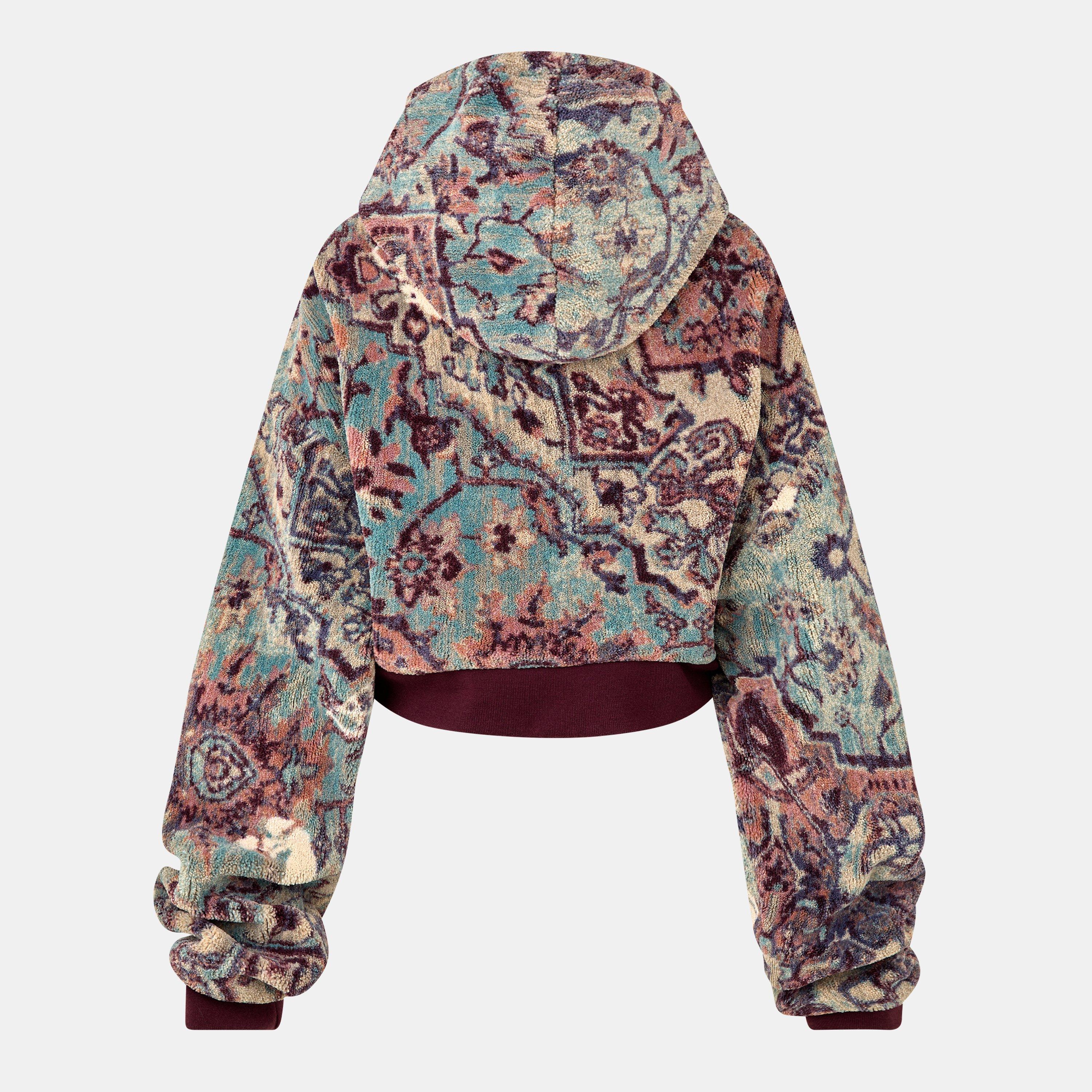 Multi - Off White - Women's Tapestry Cropped Hoodie - 2