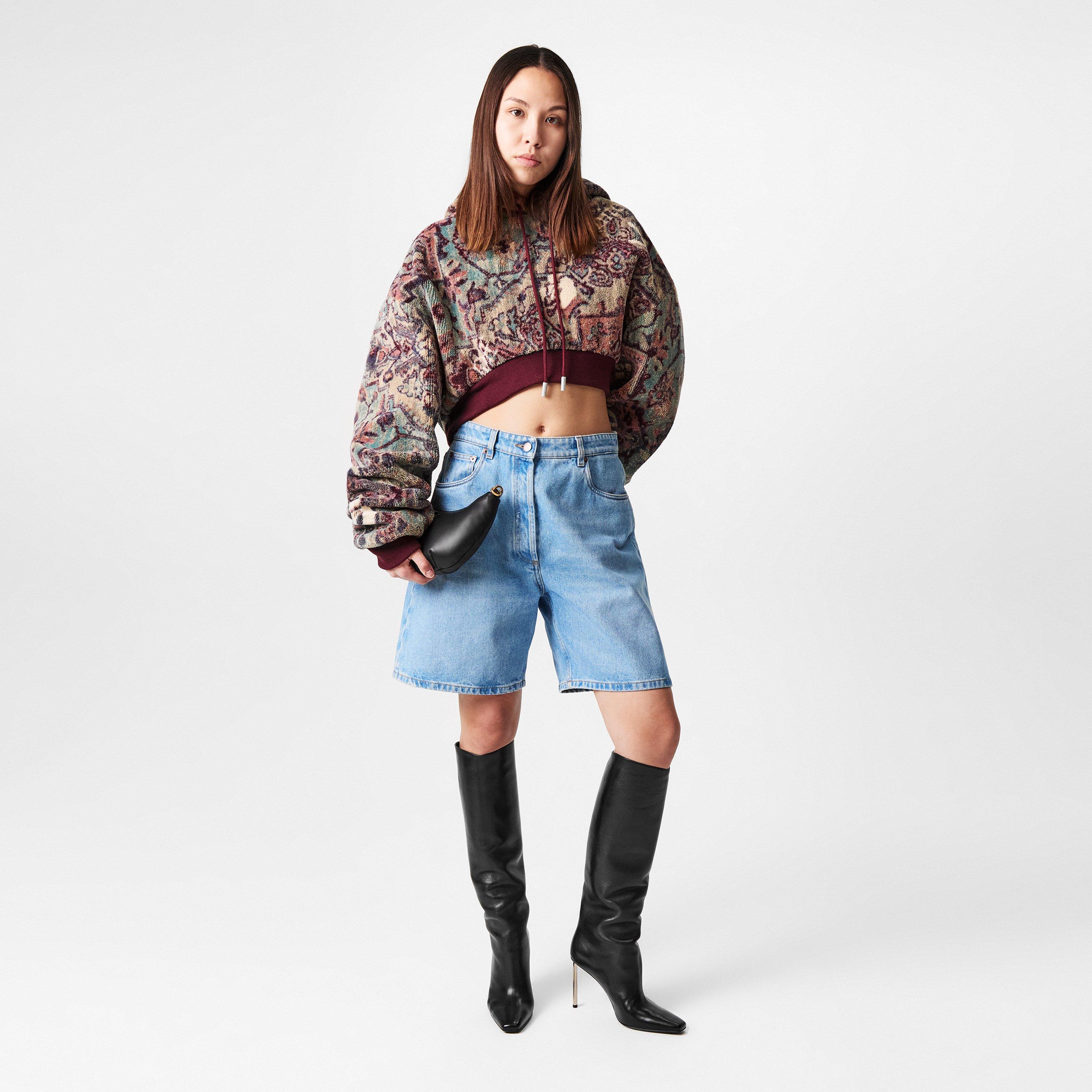 Multi - Off White - Women's Tapestry Cropped Hoodie - 6