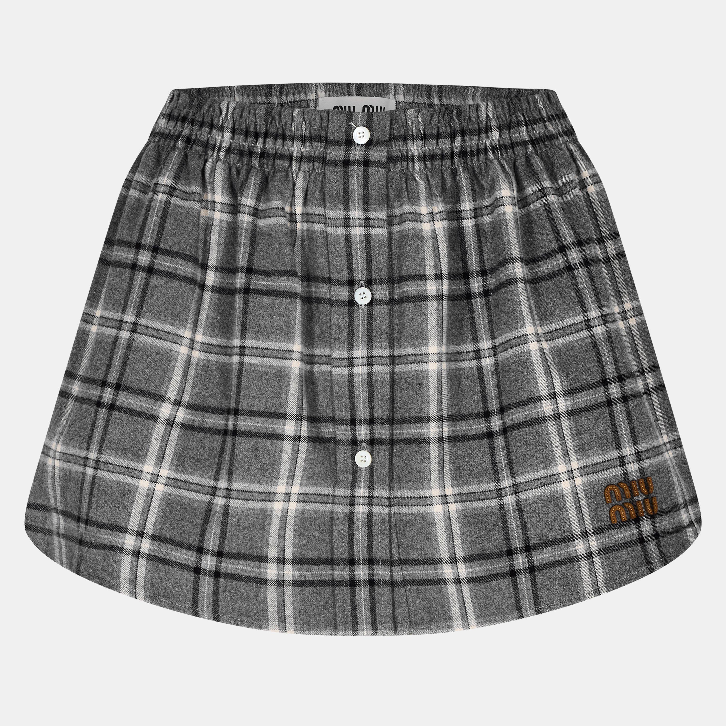 Miu Miu Women's Flannel Mini Skirt